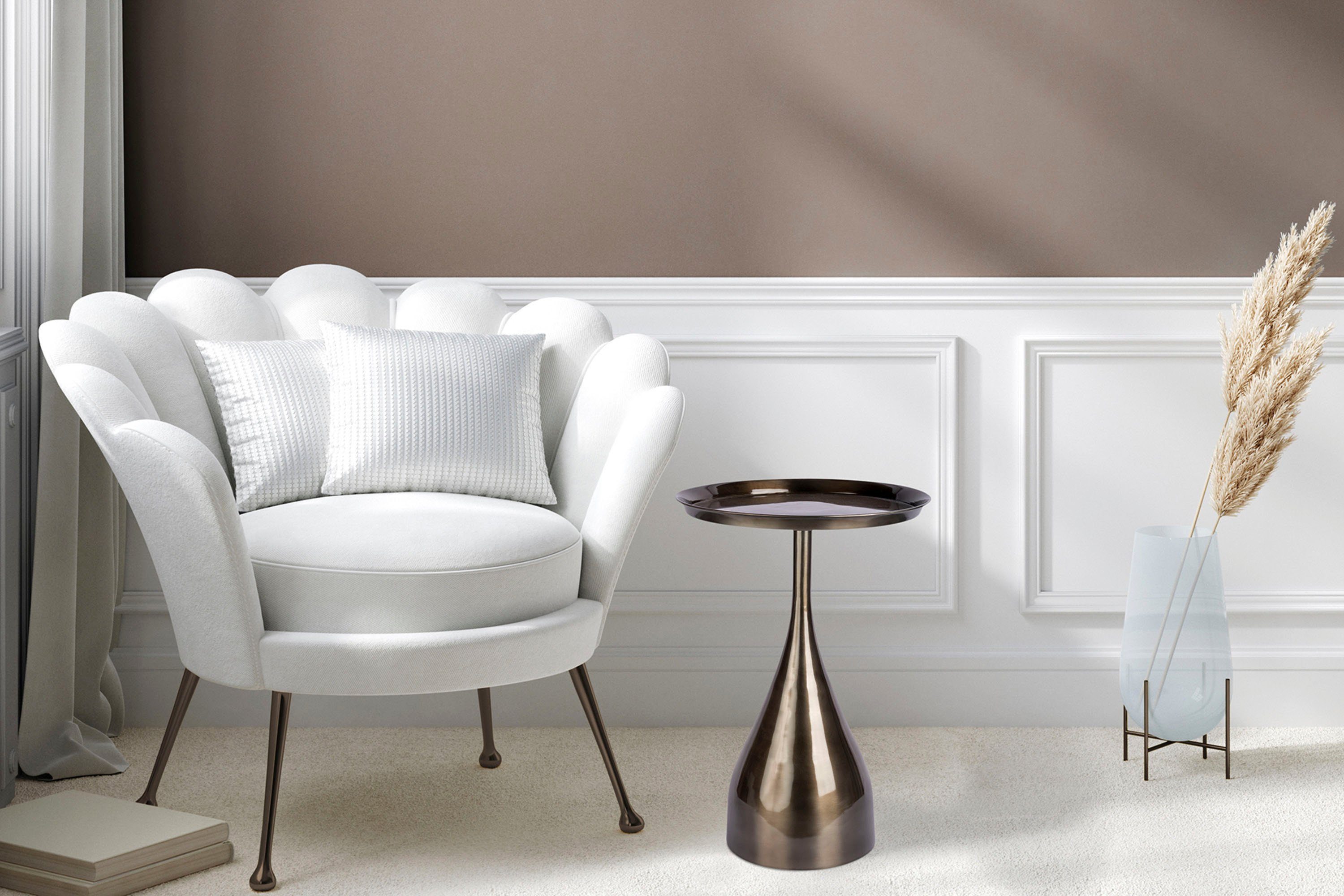 Kayoom Bijzettafel Assane 125, Elegante design in goudkleur of zwart Metalen frame in druppelmodel, ronde legplank, opvallend (1 stuk) bijzettafels