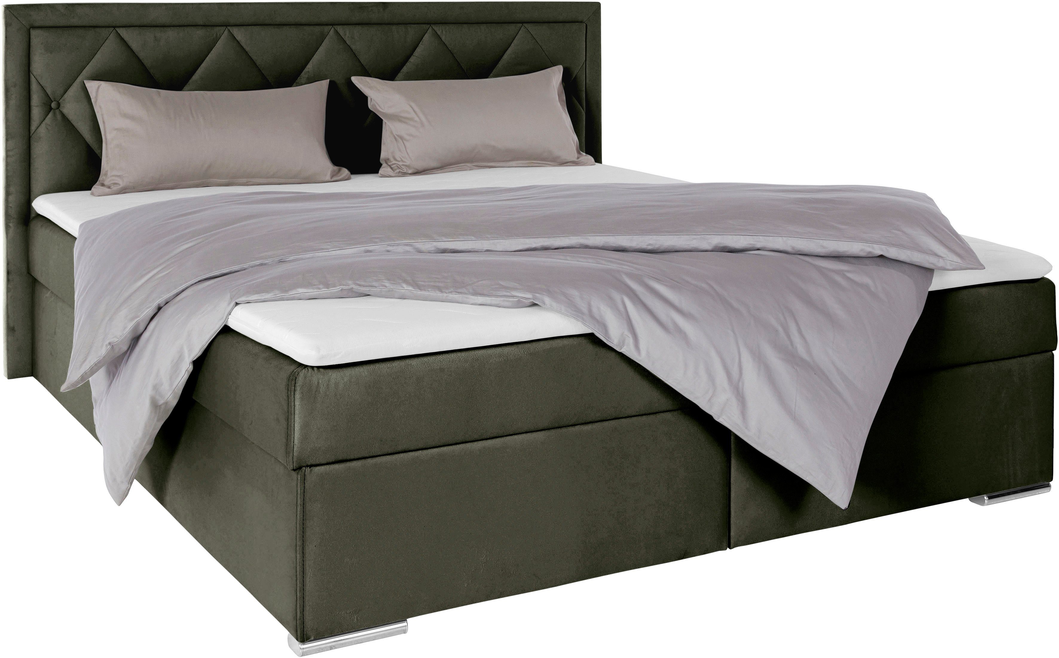 Leonique Boxspring Alfie, bestseller, optioneel met bedlade met capitonnage in het hoofdbord, h2, h3 en h4 ter keuze