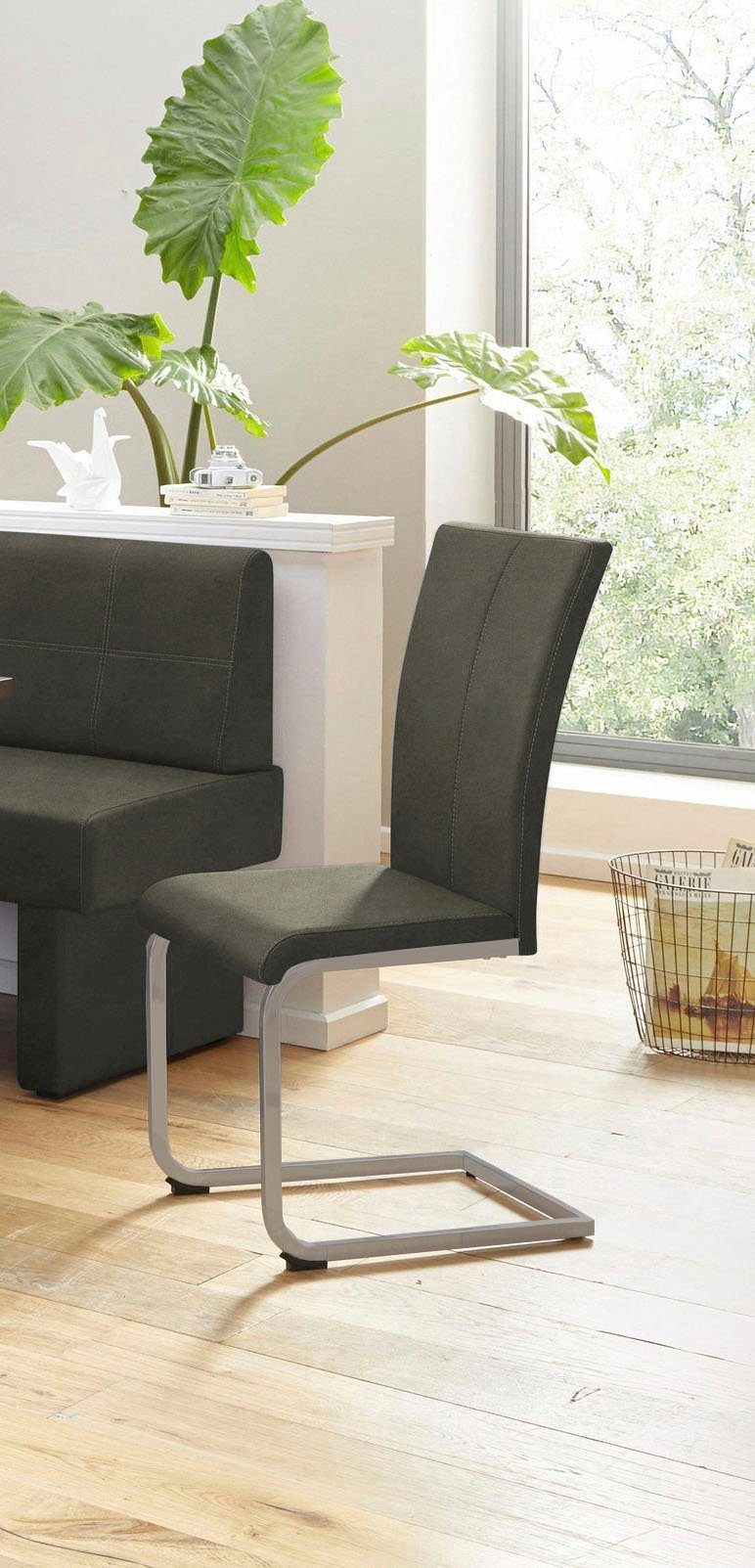Home affaire Vrijdragende stoel Nils Stoel belastbaar tot 120 kg, frame metaal in chroom-look of zwart (set, 2 stuks)