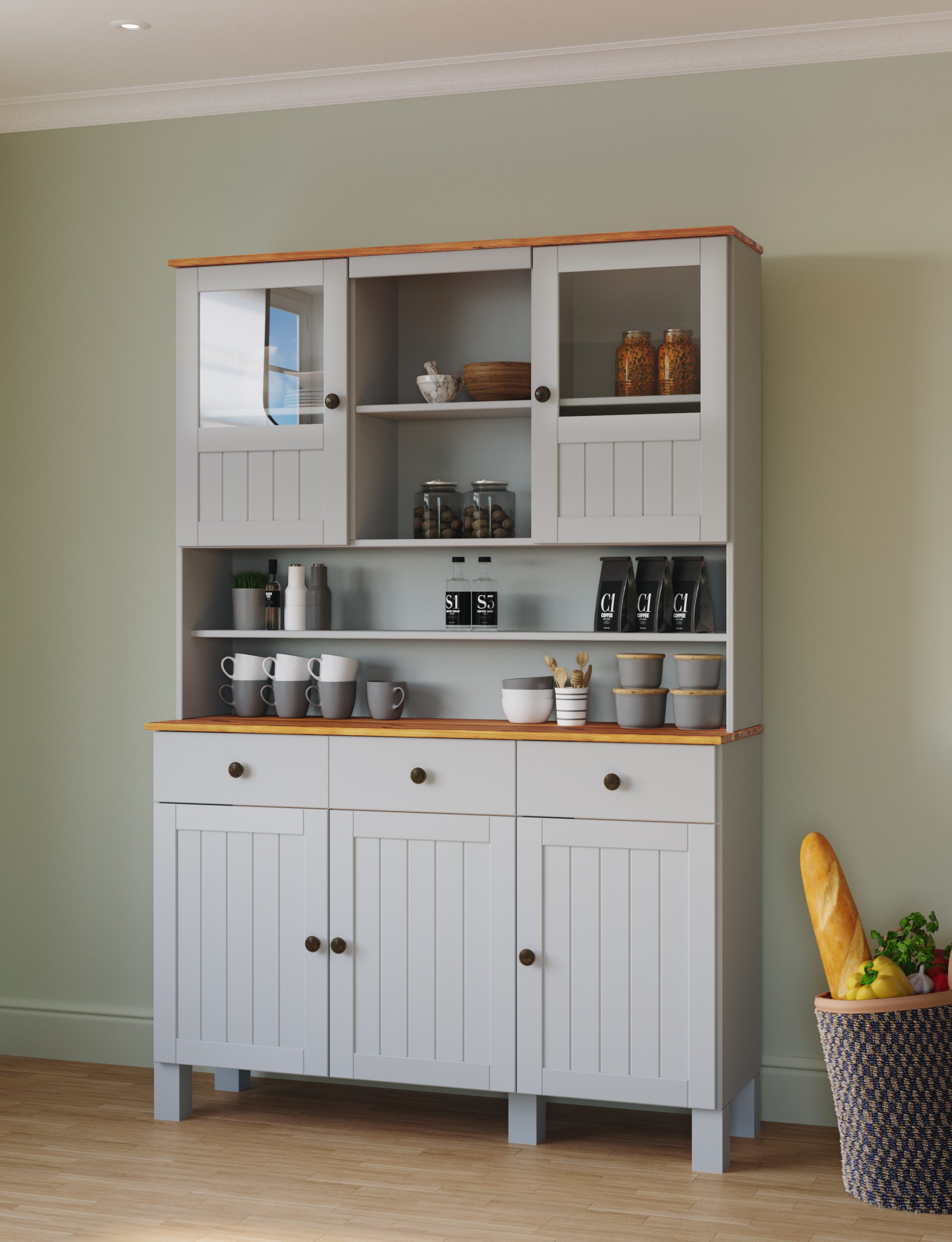 Home affaire Keukenbuffet Alby2 Met metalen grepen, breedte 125 cm