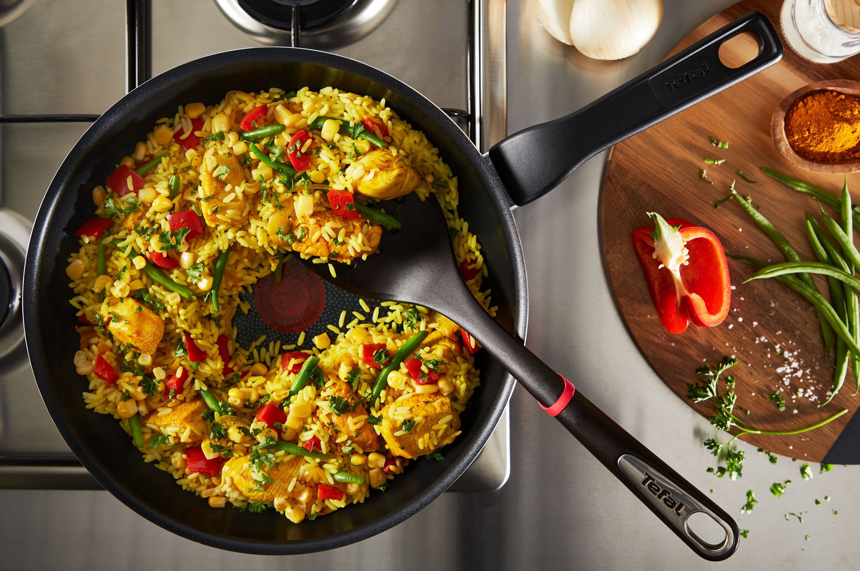Tefal Pannenset XL Force Anti-aanbak, thermo-signaal, diepe vorm, voor alle kookplaten behalve inductie (set, 2-delig)