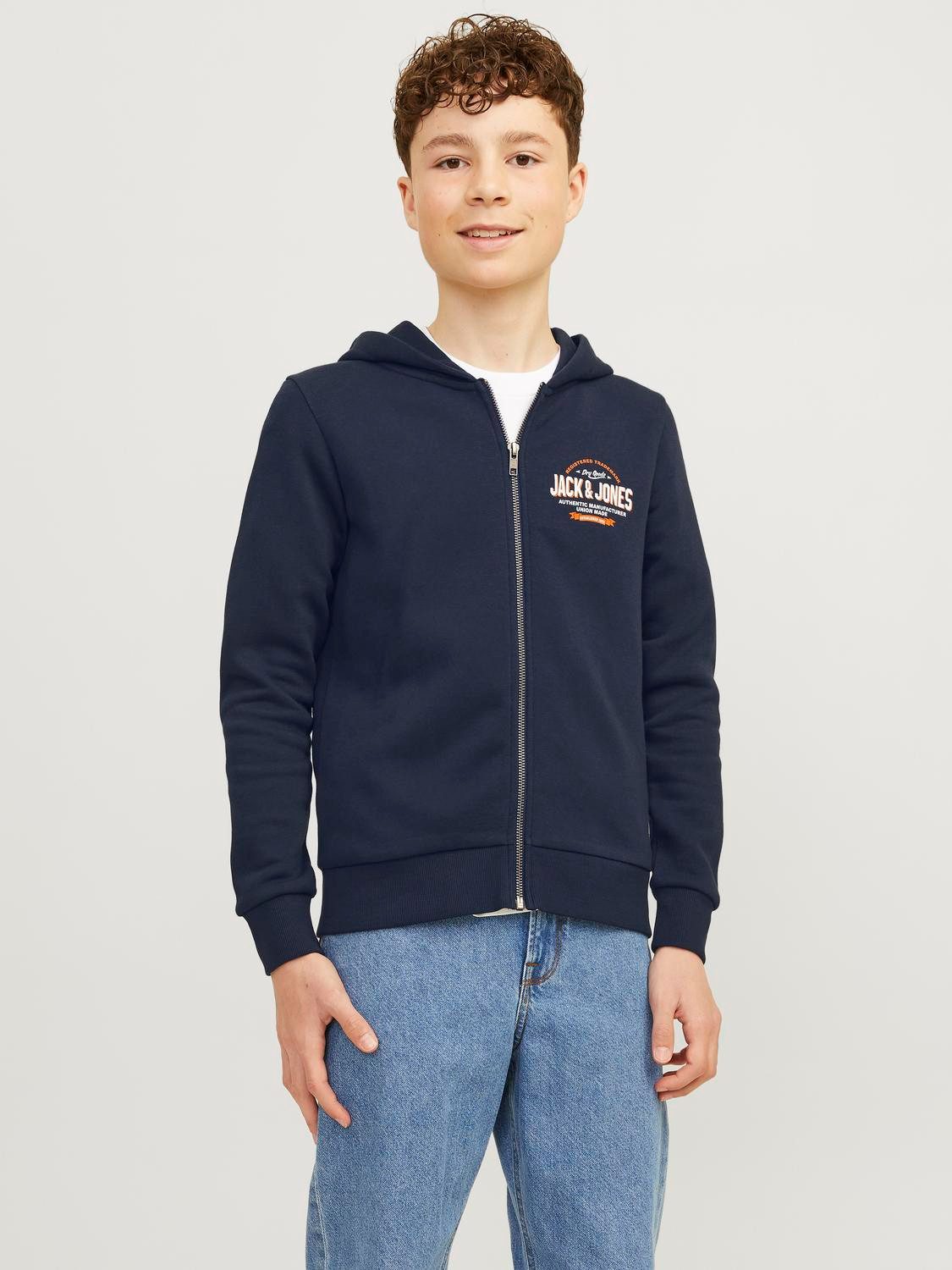 Jack & Jones Junior Capuchonsweatvest JJELOGO SWEAT ZIP HOOD 2C 24/25 NOOS JNR