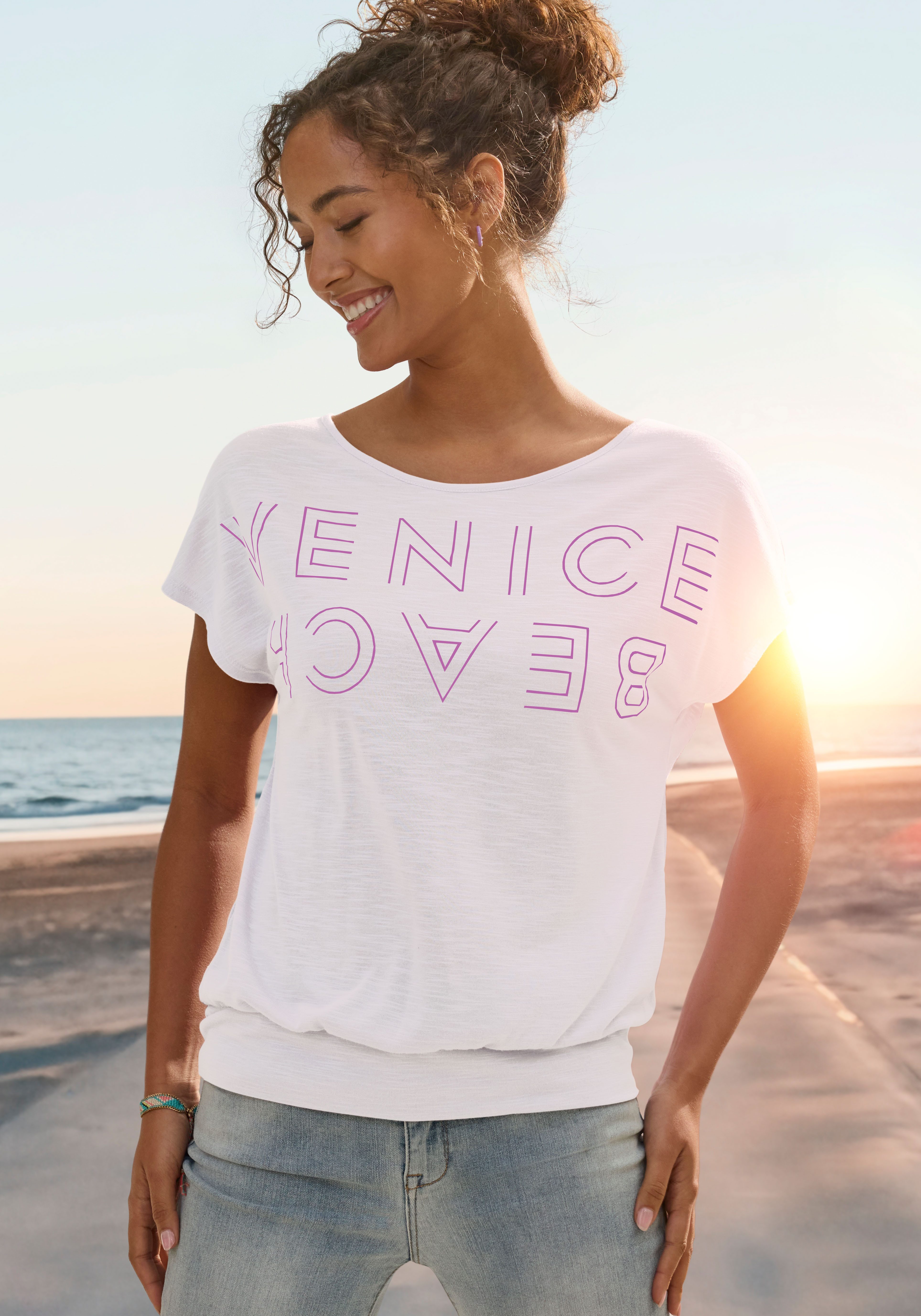 Venice Beach Shirt met ronde hals met logoprint, t-shirt, zomerse sportieve look
