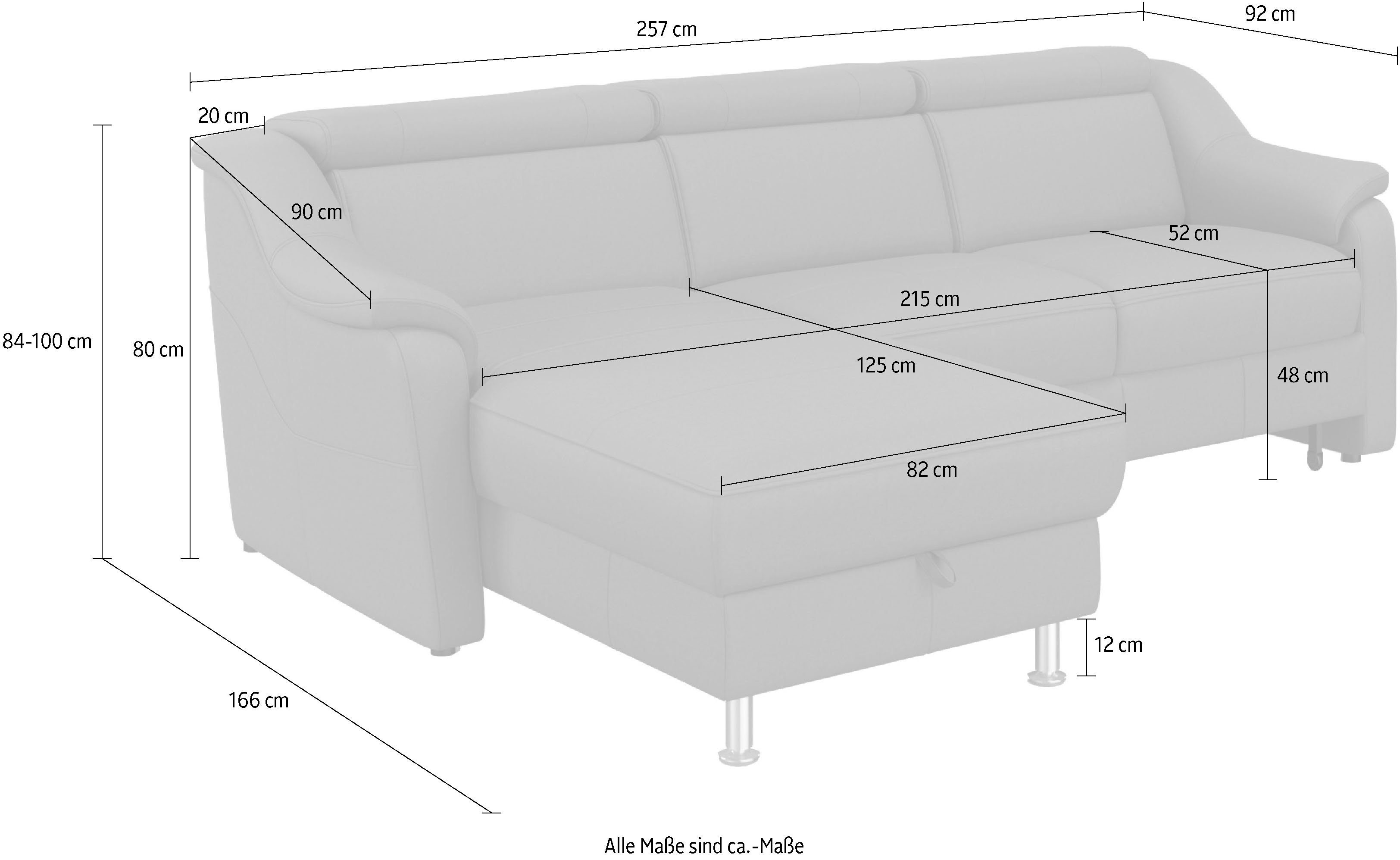 sit&more Hoekbank Freetown L-vorm met verstelbare hoofdsteun en comfortabele binnenvering