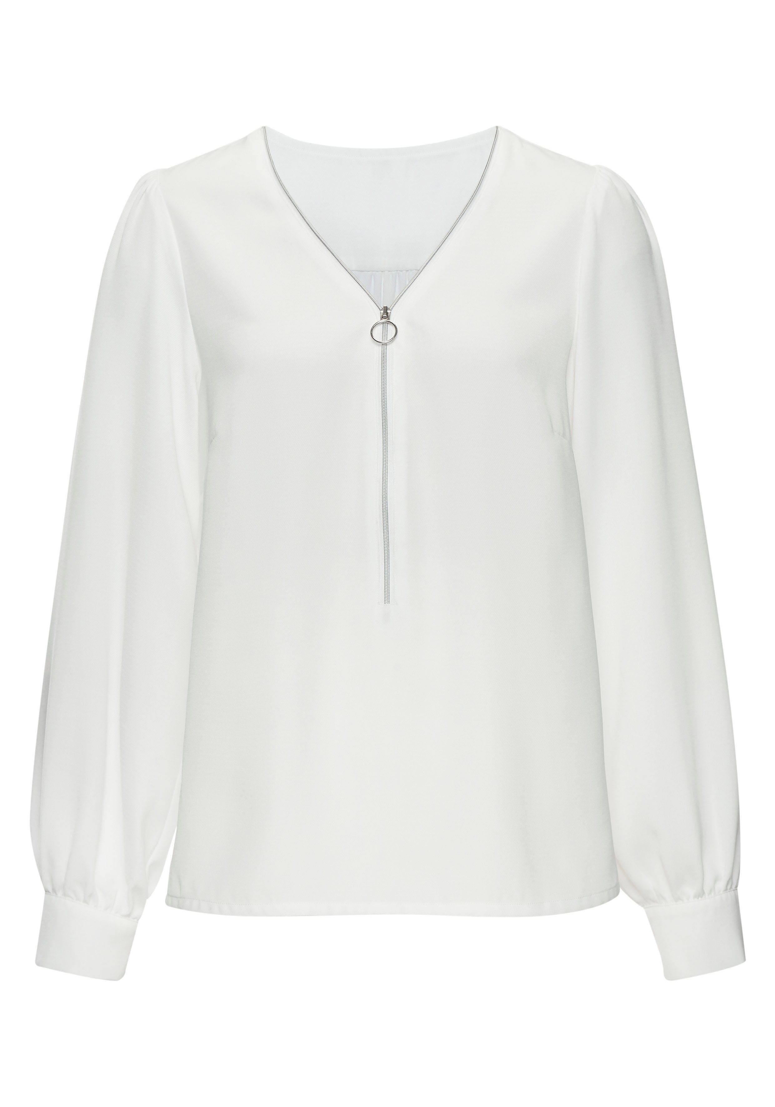 Lascana Blouse met lange mouwen met ritsdetail, elegante damesblouse