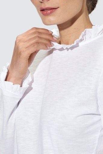 Rich & Royal Shirt met lange mouwen 2409 O Slub F LS met ruches aan de halslijn en manchetten
