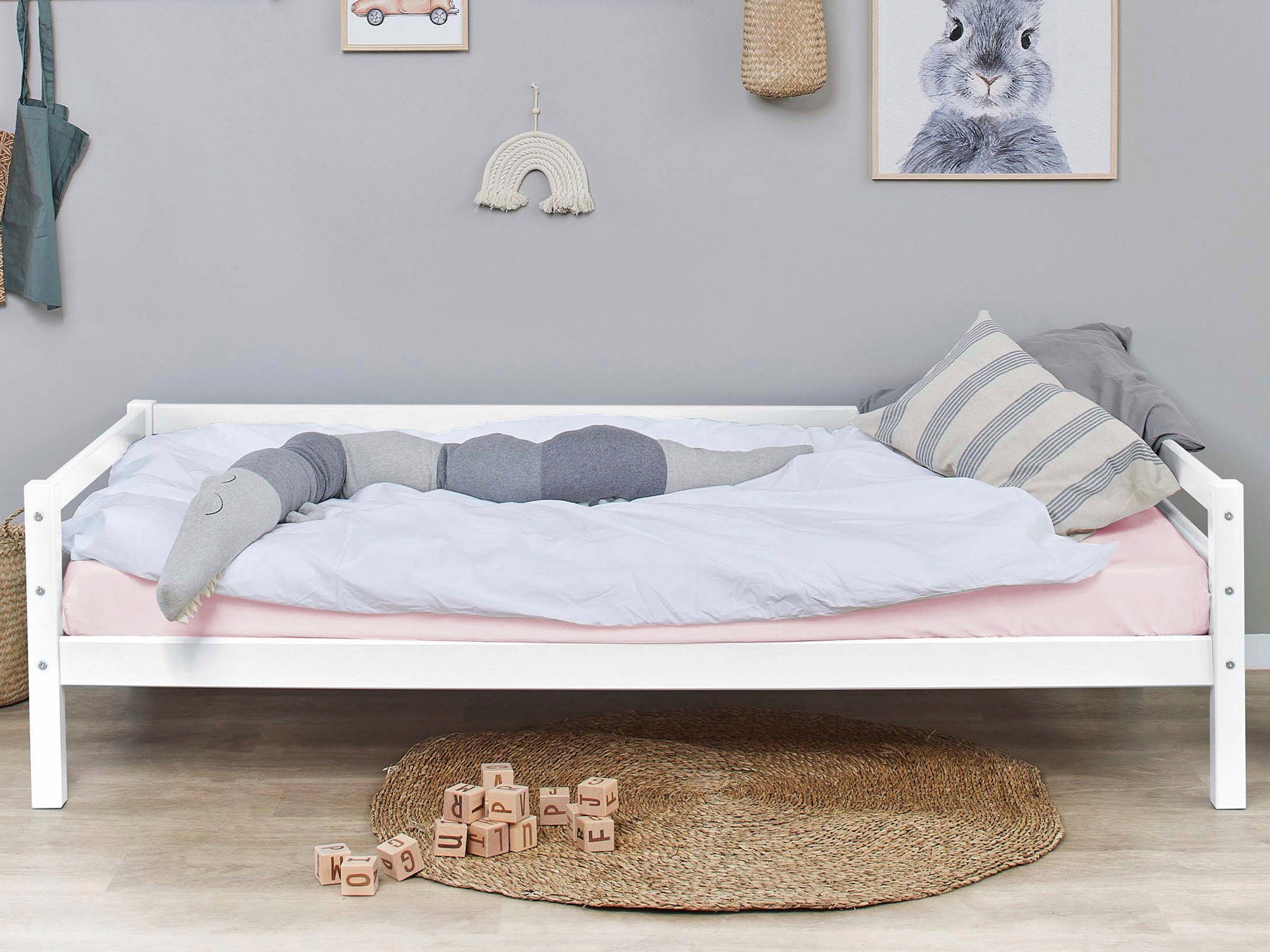 Hoppekids Kinderledikant Eco Dream 1-persoons 90x200 massief met matras eenpersoonsbedden wit