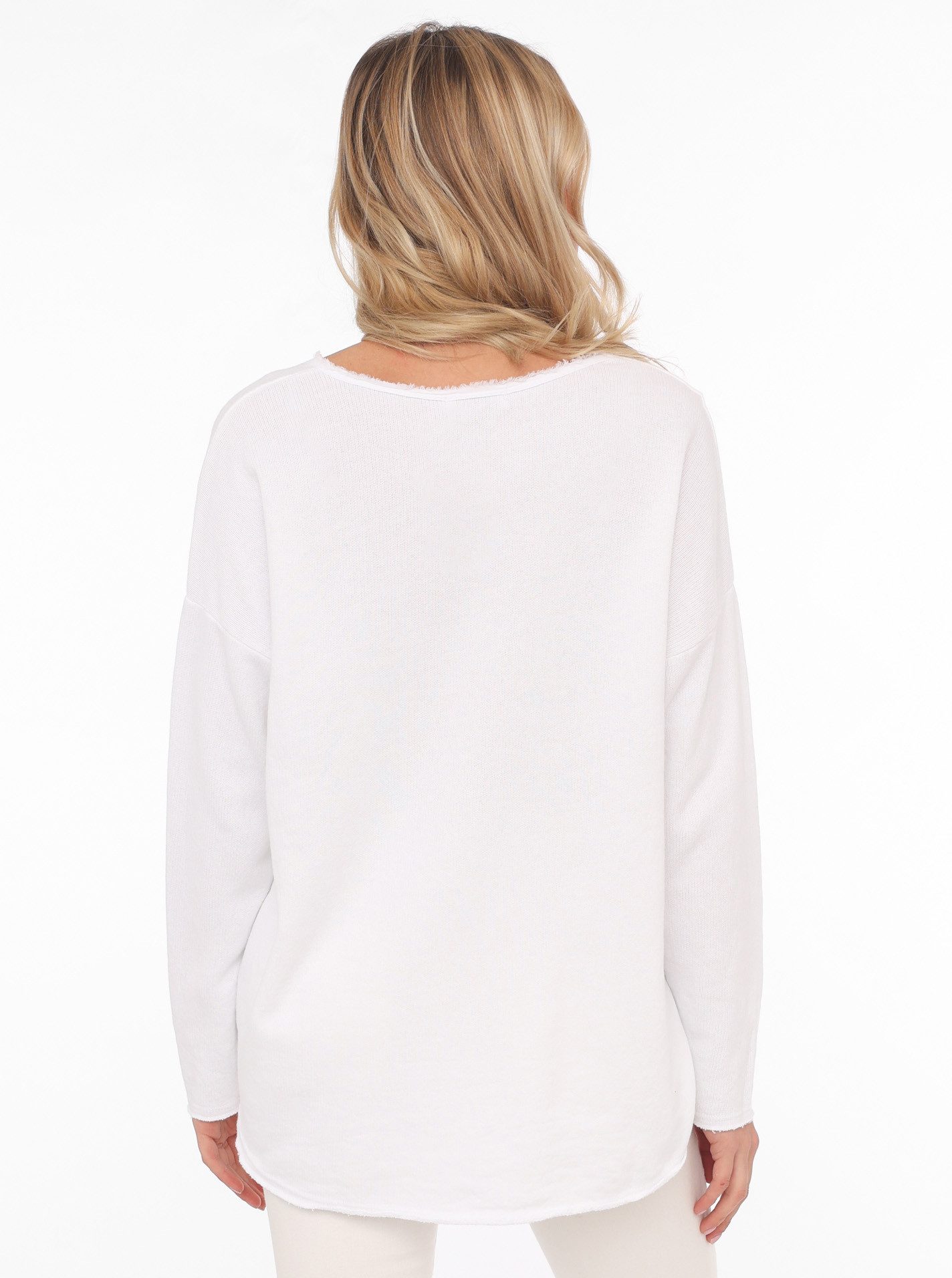 Zwillingsherz Sweatshirt "Positive Mind" met v-halslijn in used look en stempelprint