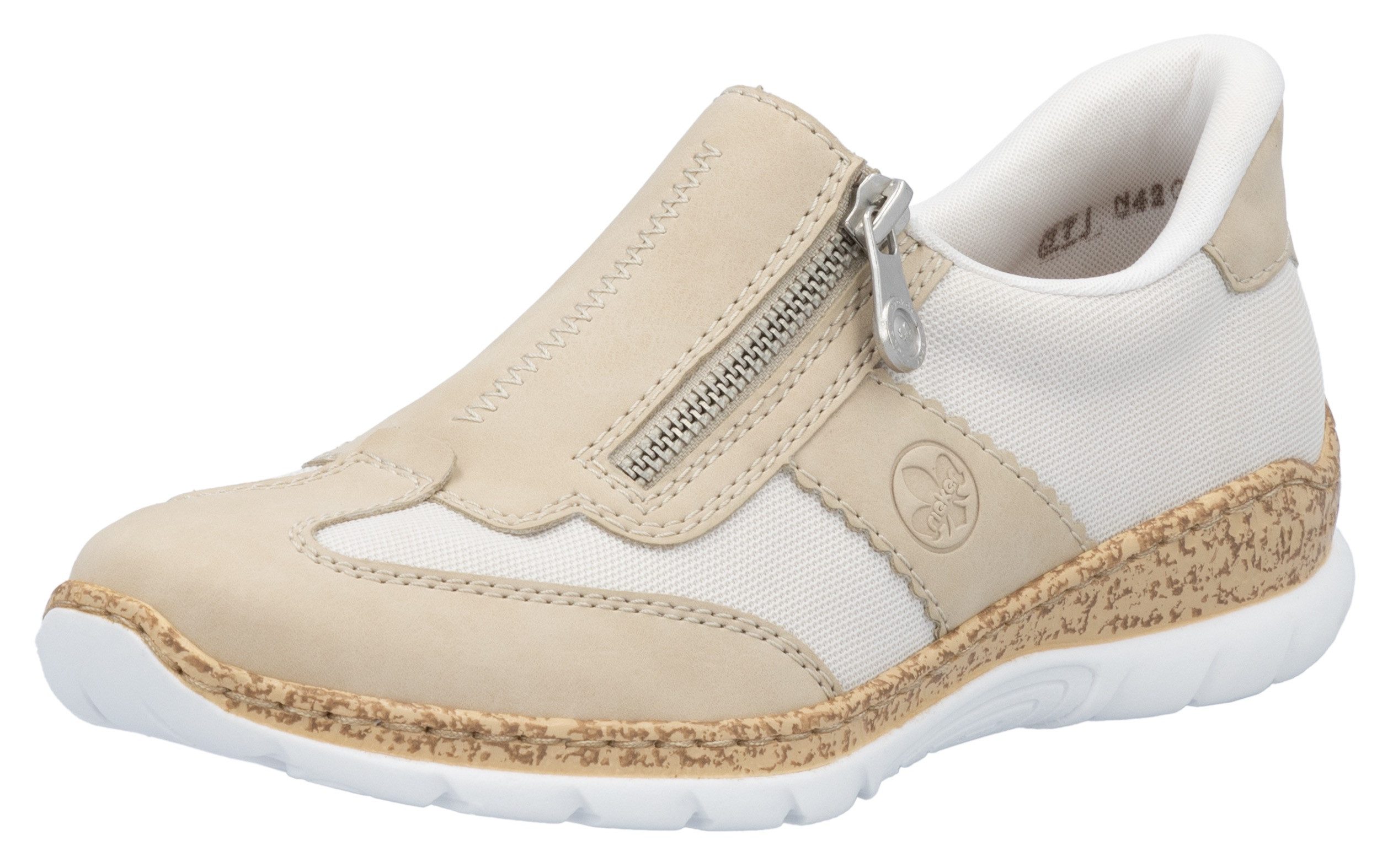 Rieker Slip-on sneakers , lage schoen, vrijetijdsschoen, met rits en memosoft-binnenzool