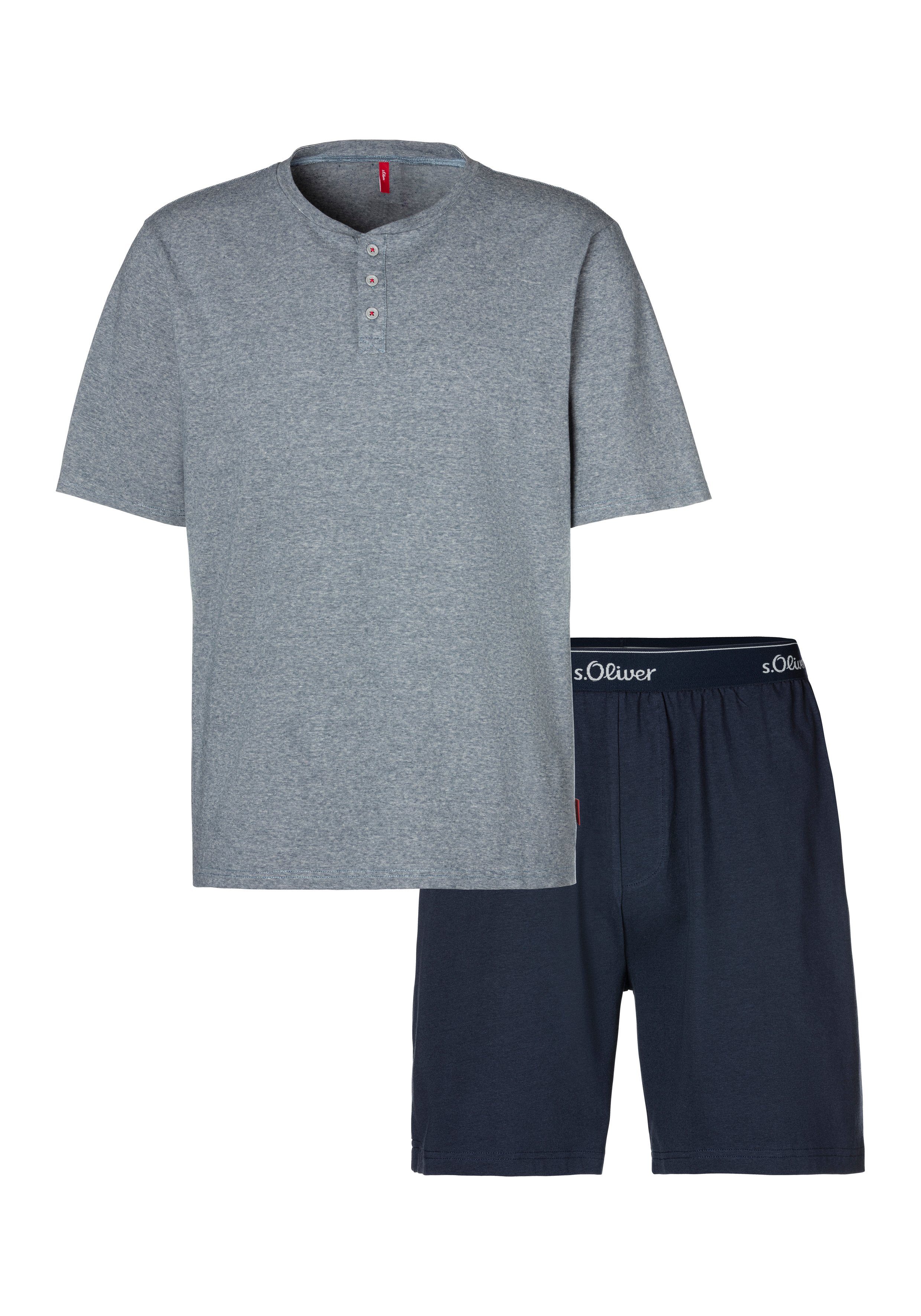 s.Oliver RED LABEL Beachwear Pyjama in melange-look met knopenrij (2-delig 1 stuk)