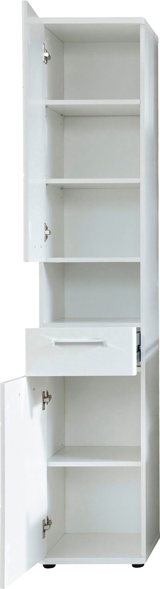welltime Hoge kast Mora Witte badkamerkast met lade en 2 deuren - (B/D/H) 37/34/189 cm