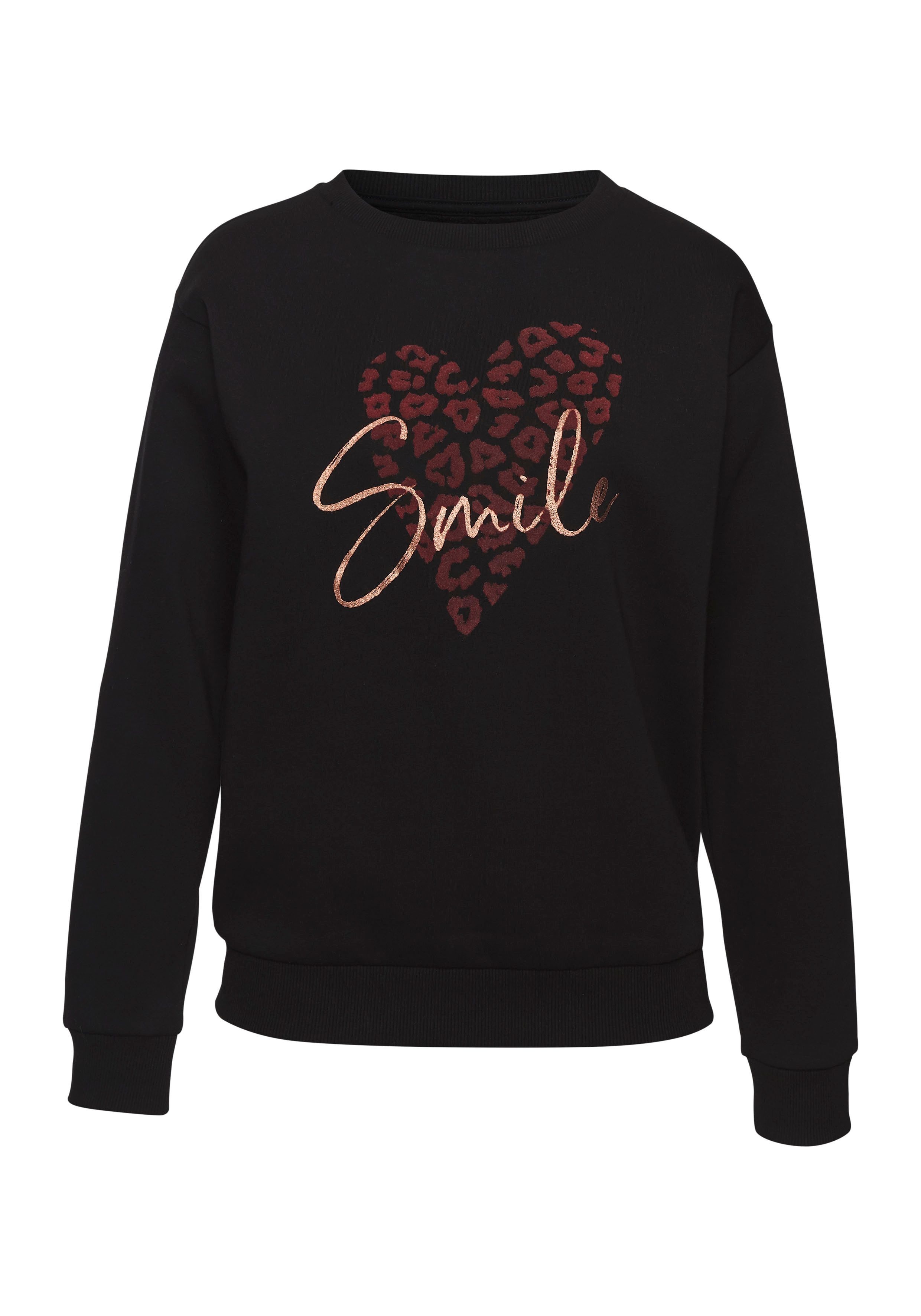 Lascana Sweatshirt Lounge shirt met hart-leo-print, loungewear