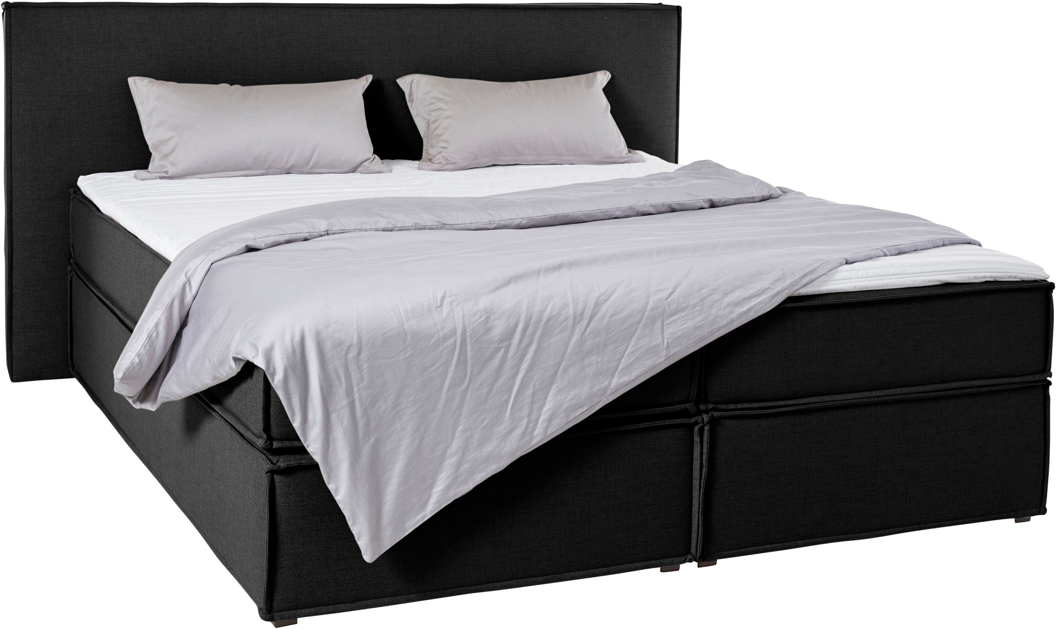 LeGer Home by Lena Gercke Boxspring Yuma incl. topmatras, in 4 breedten, 3 matrassoorten en elk 2 hardheden boxsprings grijs