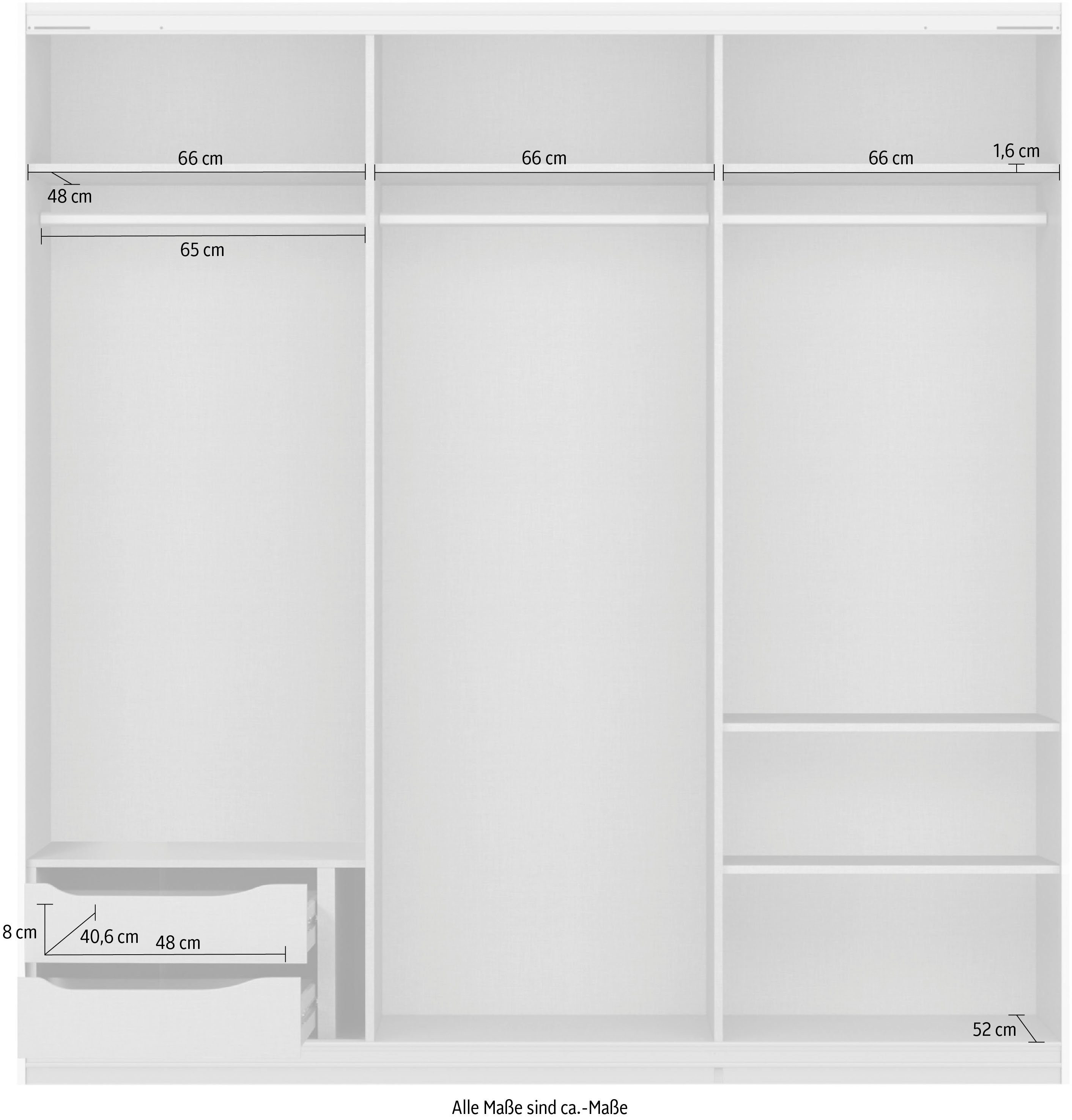 rauch Zweefdeurkast Kledingkast kast garderobe ORACLE met spiegelfront inclusief lade-inzet en extra legplanken made in germany