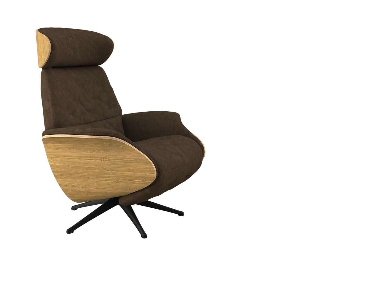 FLEXLUX Relaxfauteuil Volden praktische elektrische fauteuil Maat M, elektrische rug- en voetensteun, accu, armleuning Eiken, zwarte poot