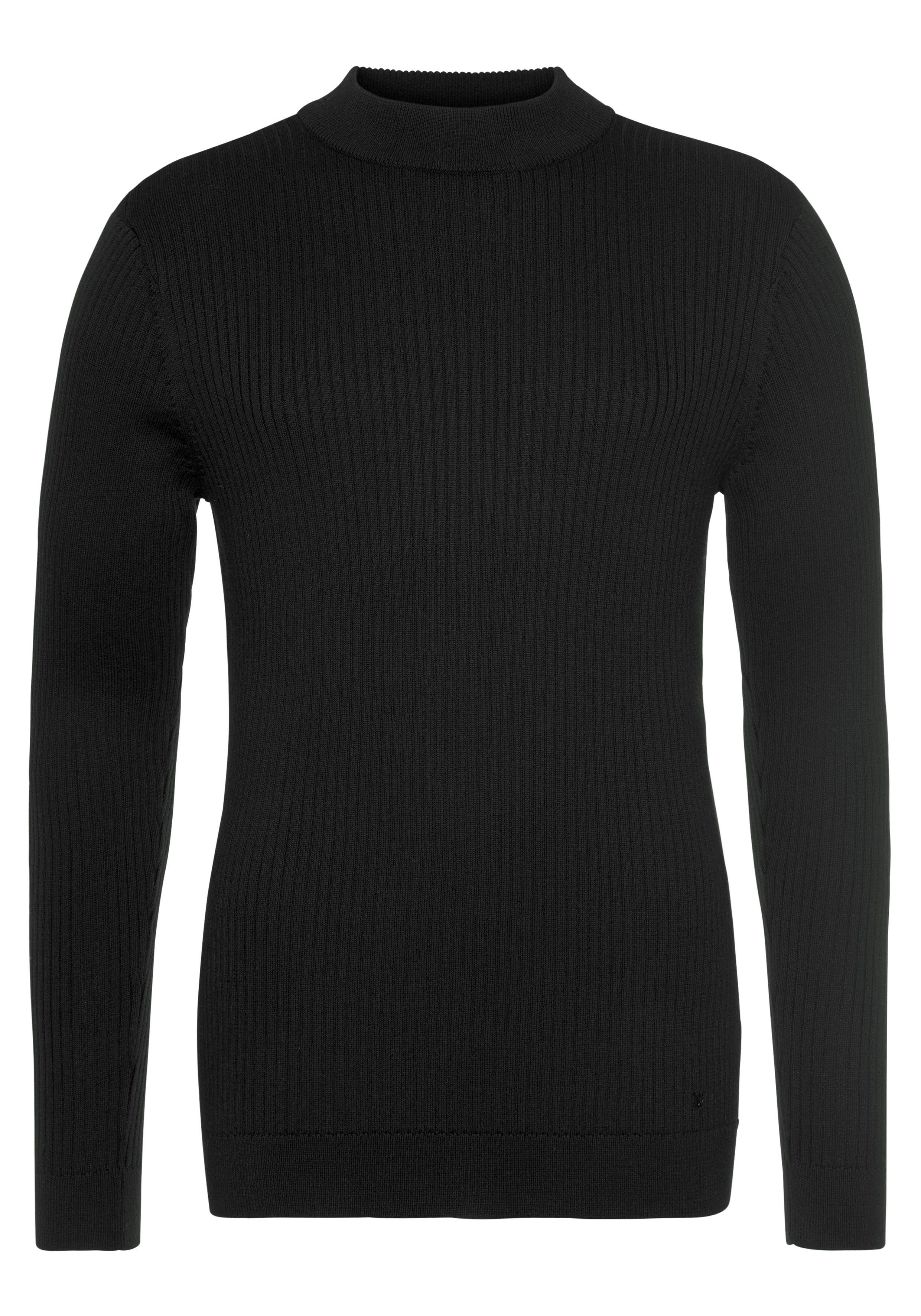Bruno Banani Trui met staande kraag in ribbrei-look