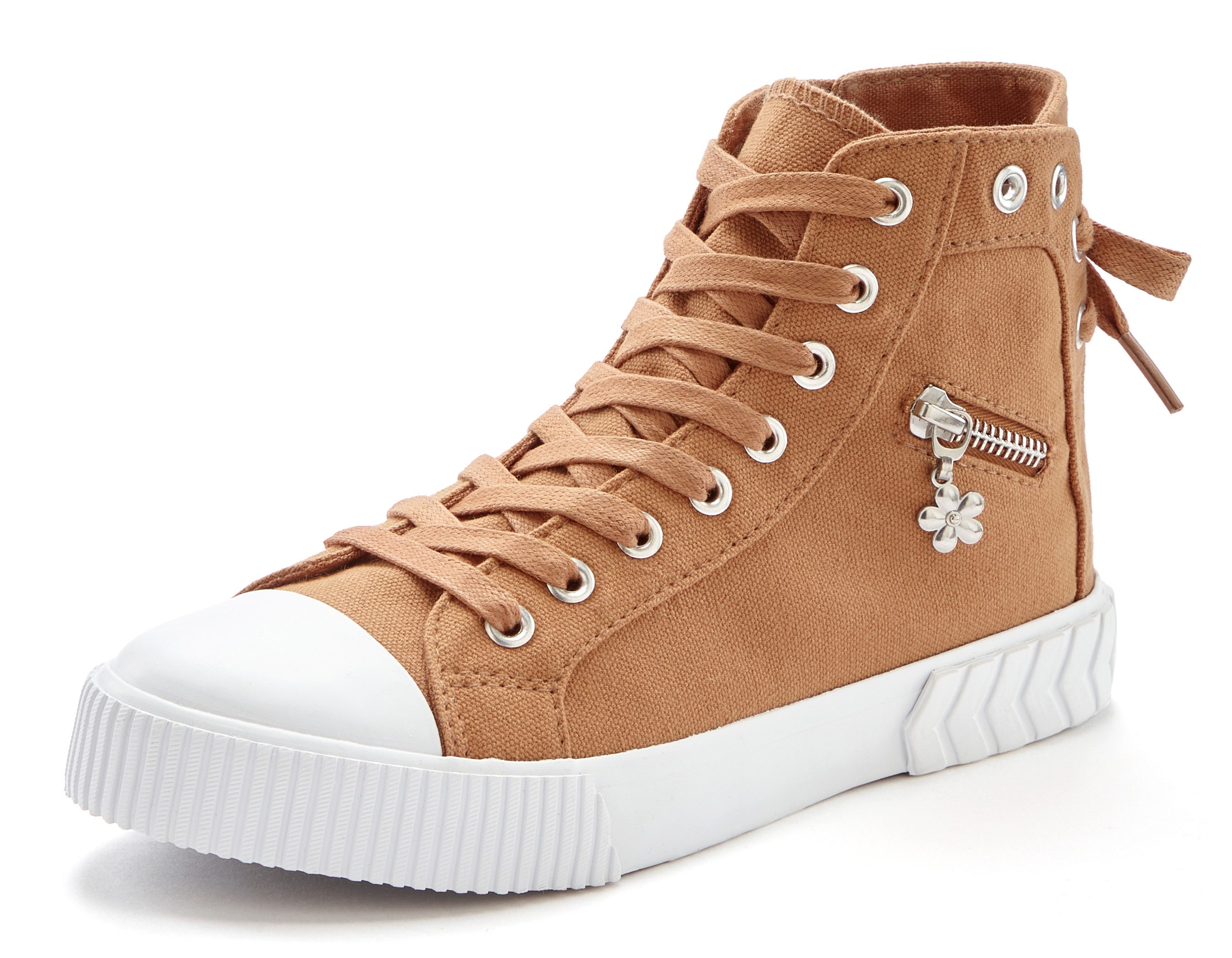 Lascana Laarsjes Sneaker, van textiel om te veteren, hoge sneakers, veterboots vegan