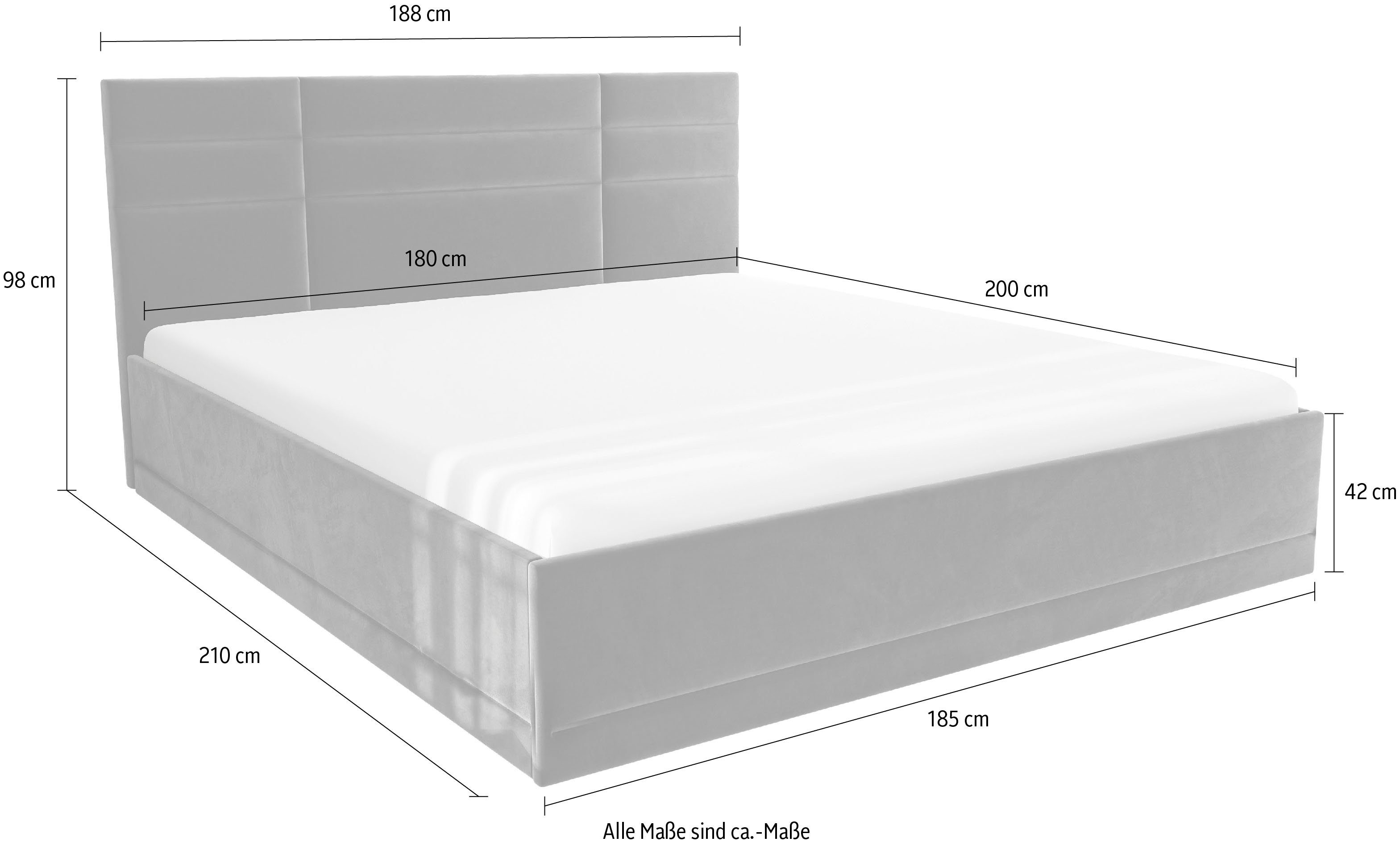 Westfalia Polsterbetten Gestoffeerd bed Praag keuze uit 3 matrastypes, met of zonder bedlade