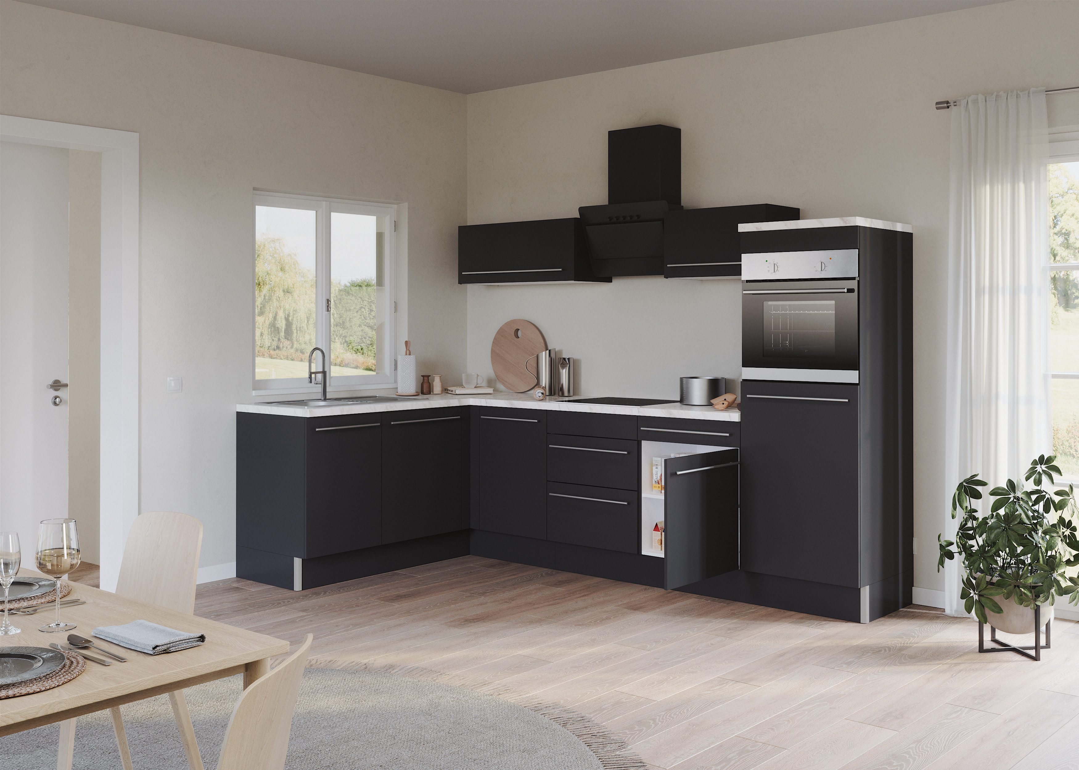 Kochstation Keuken KS-Bern2 Afmetingen 295 x 175 cm, naar keuze met elektrische apparaten