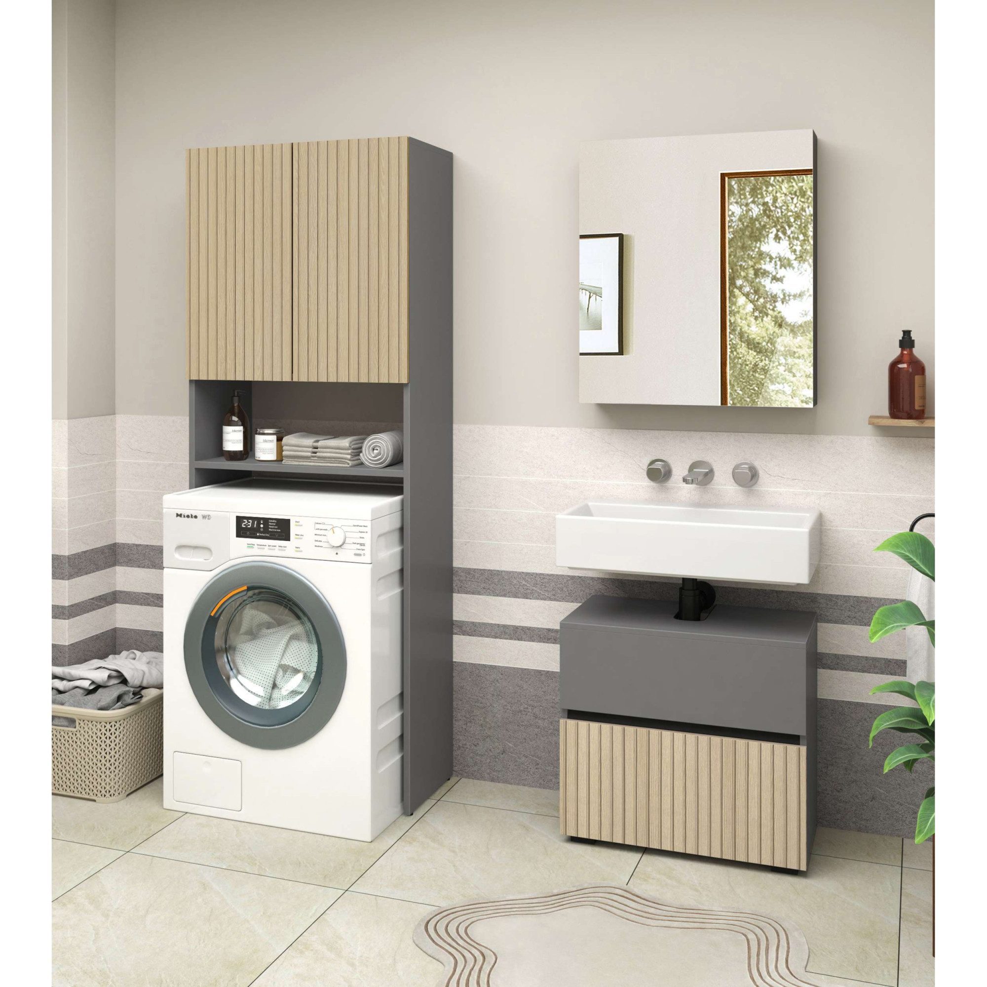 Home affaire Kast voor wasmachine Wisla met 2 deuren, breedte 68 cm, hoogte 180 cm
