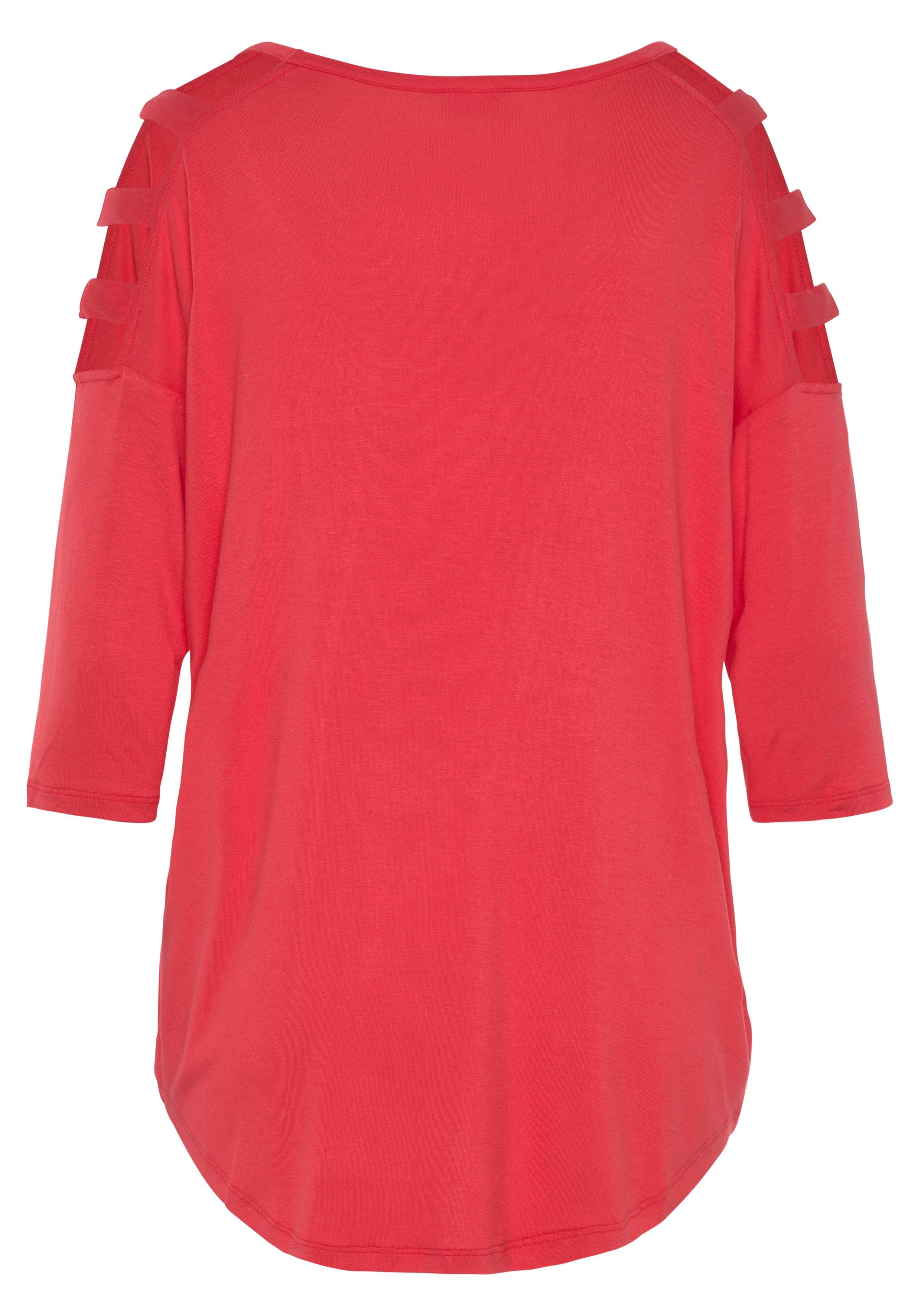 Lascana Shirt met 3/4-mouwen met cut-outs, geplooide lange mouwen, off-the-shoulder