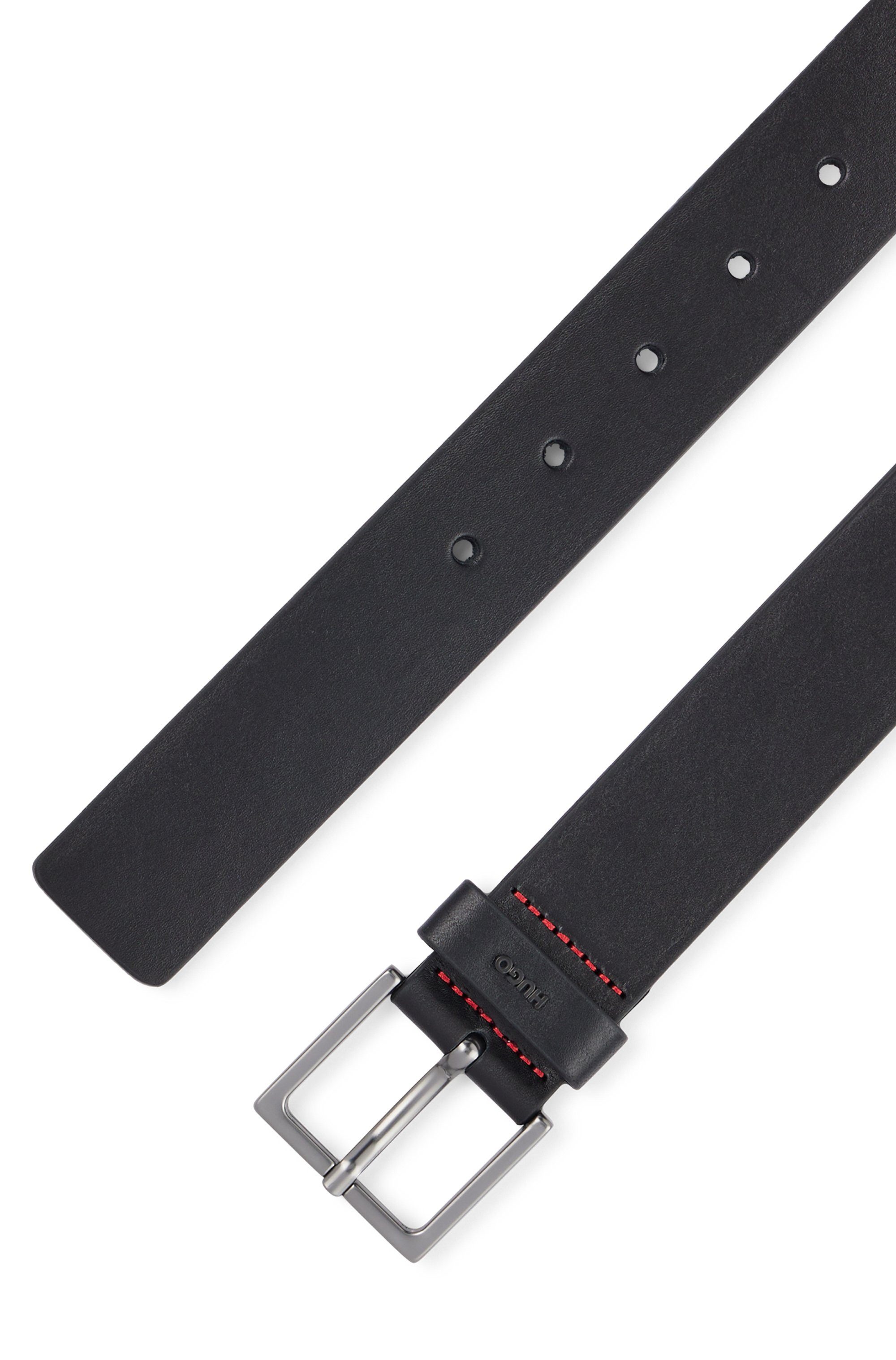 HUGO Leren riem GIOVE Metall-logo op de lus