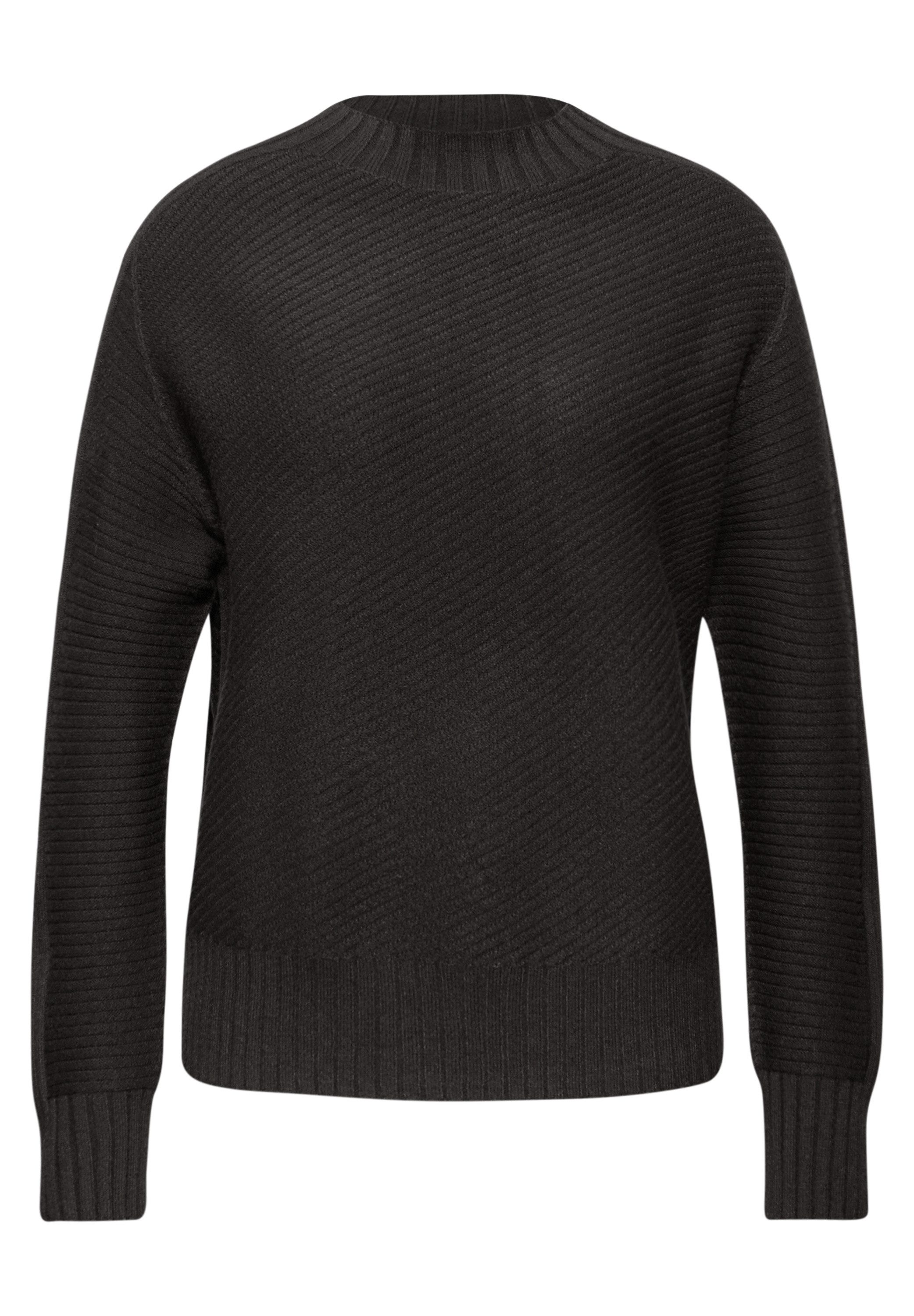 STREET ONE Gebreide trui met structuur en opstaande kraag/turtleneck