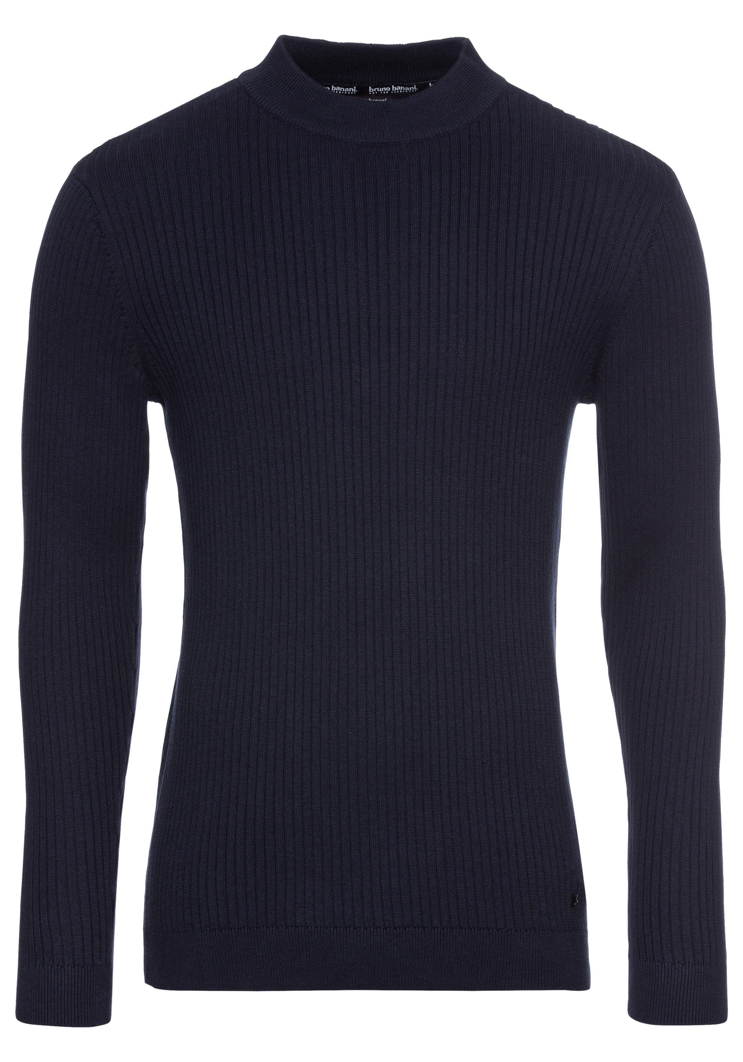 Bruno Banani Trui met staande kraag in ribbrei-look