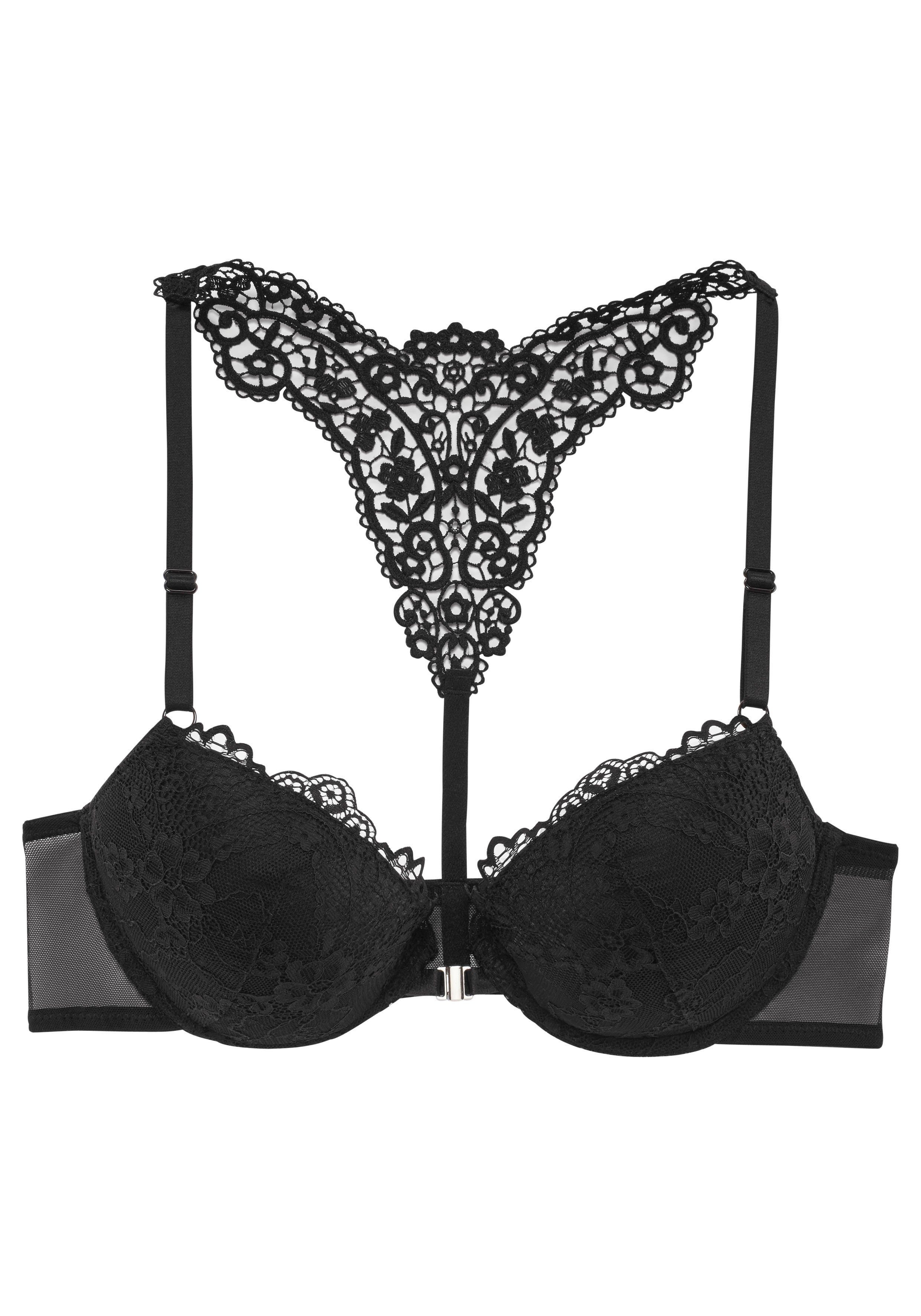 Lascana Push-up-bh MELISSA met voorsluiting & kanten achterkant van borduursel, ondergoed