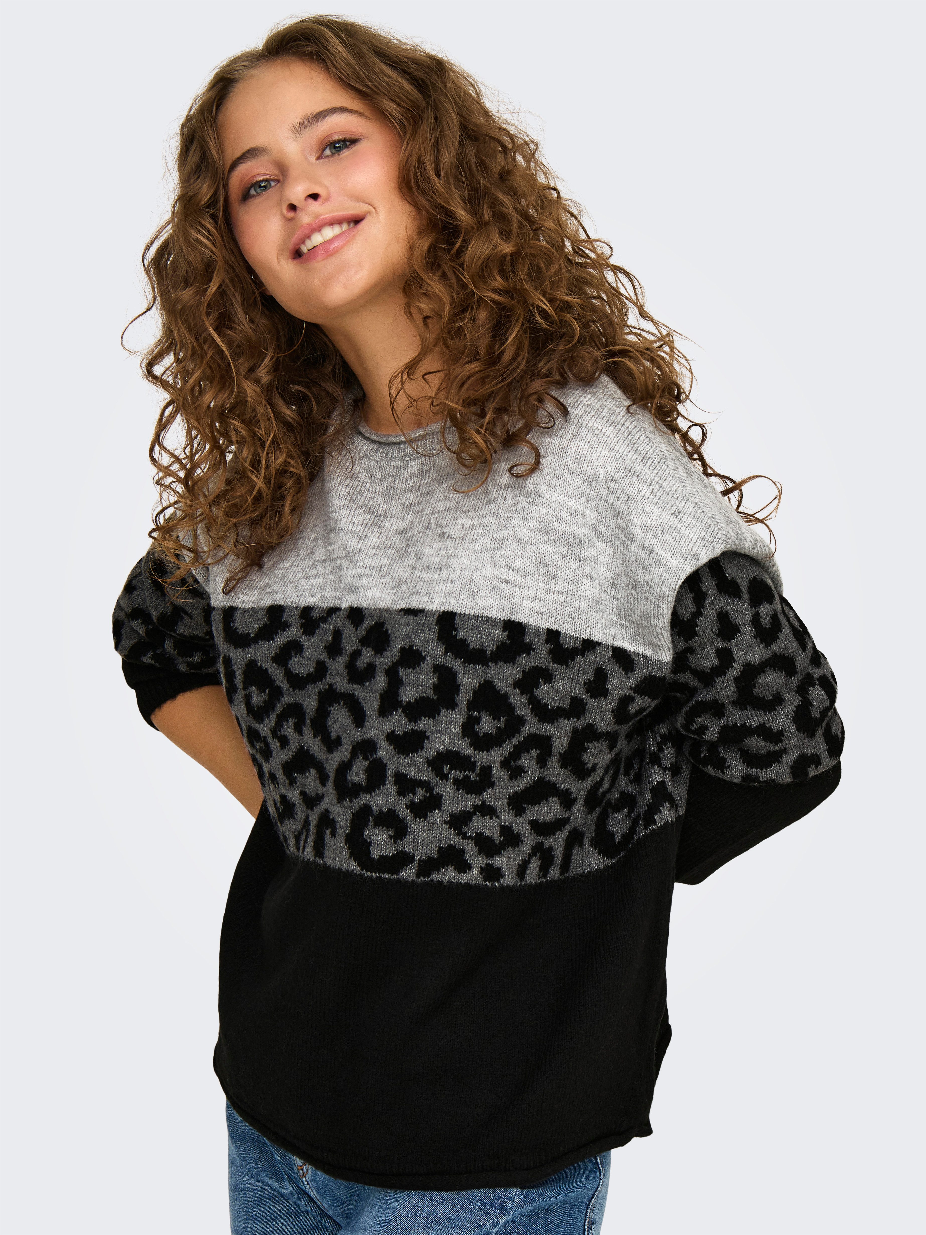 Only Trui met ronde hals ONLJADE ANIMAL LS O-NECK NOOS KNT