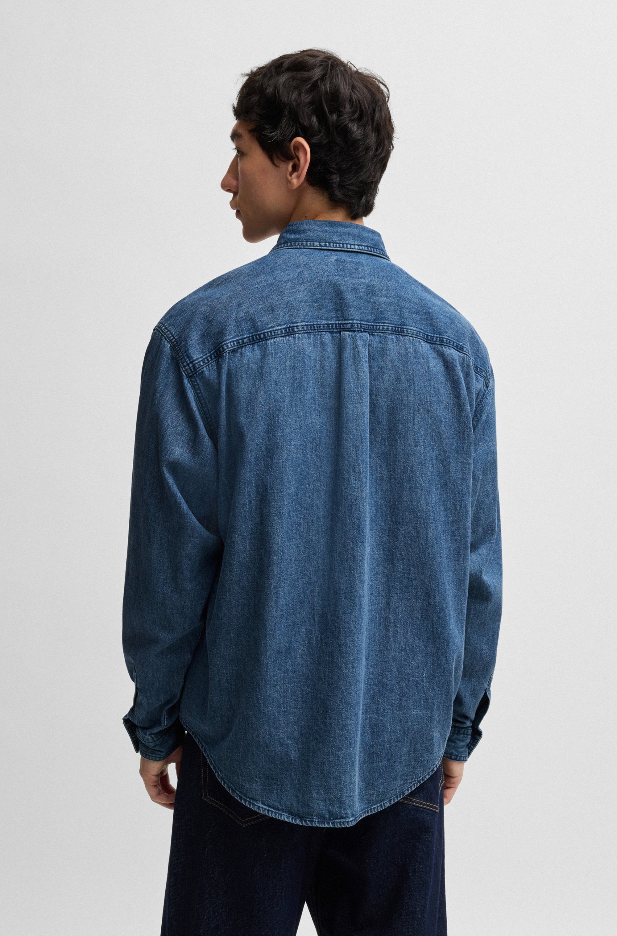 HUGO Blue Jeans overhemd Ebino in coole wassing