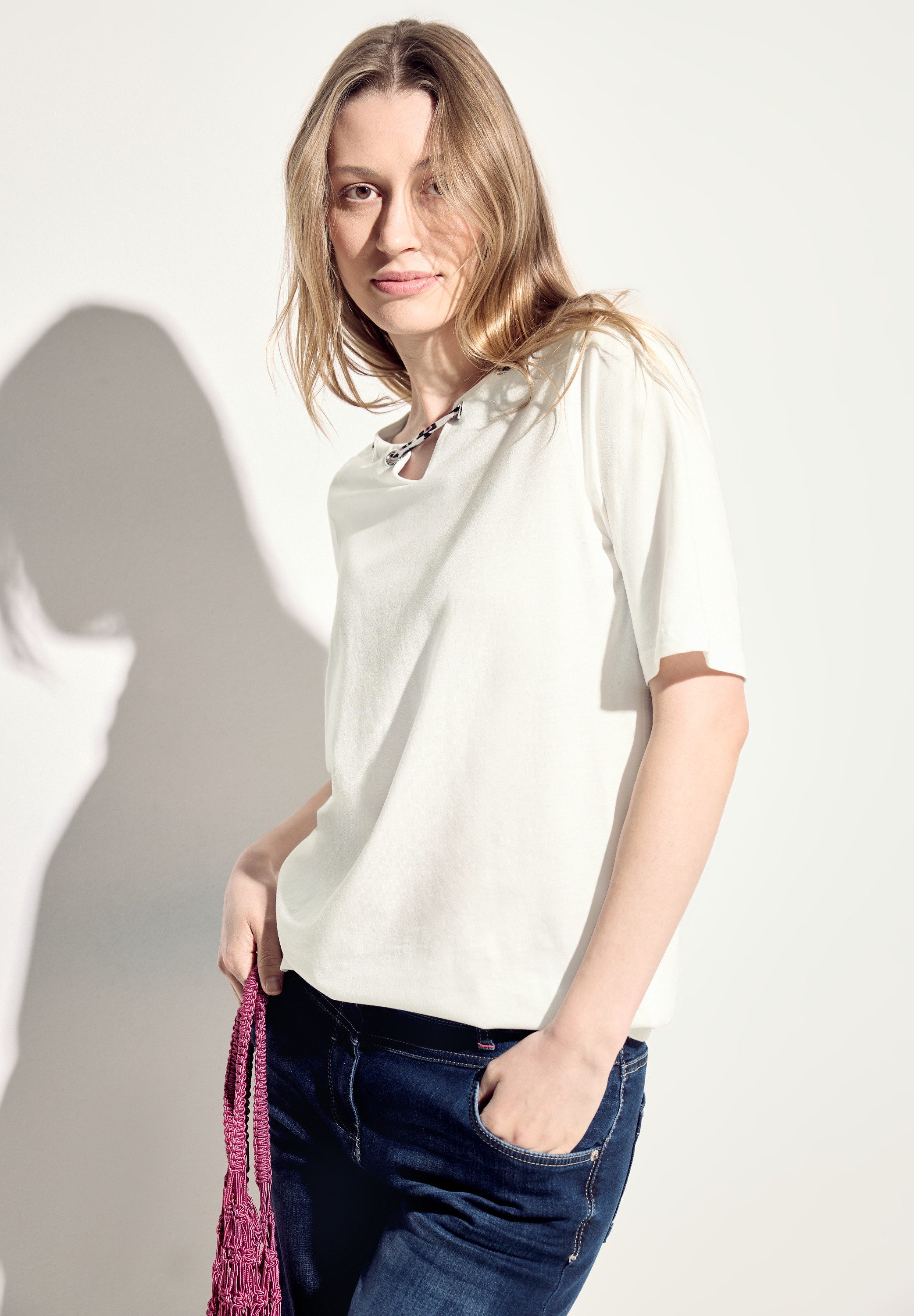 Cecil T-shirt met kleurrijke stringdetail