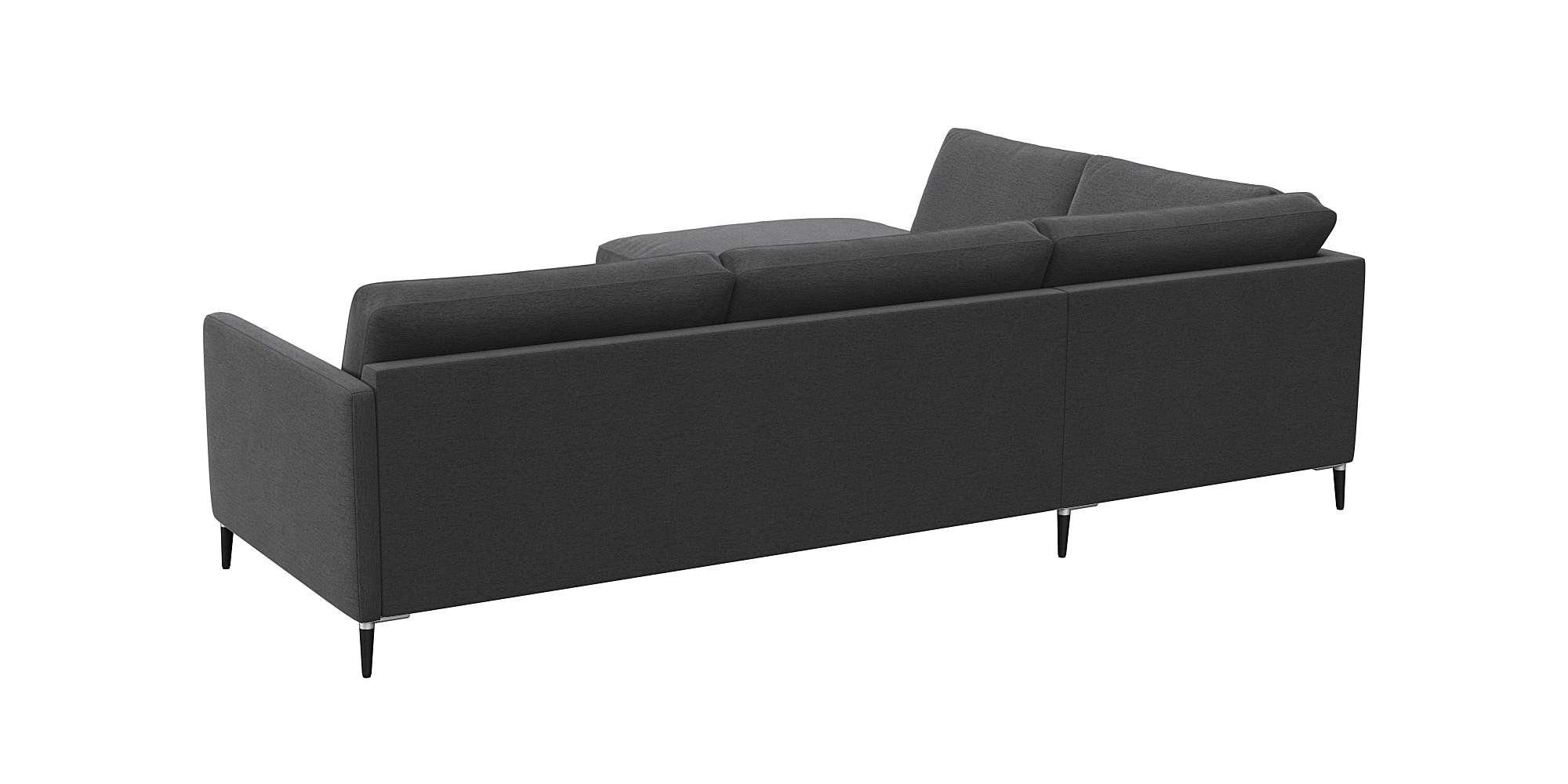 FLEXLUX Hoekbank Fiore, L-vorm smalle armleuningen, koudschuim, poten aluminium + zwart