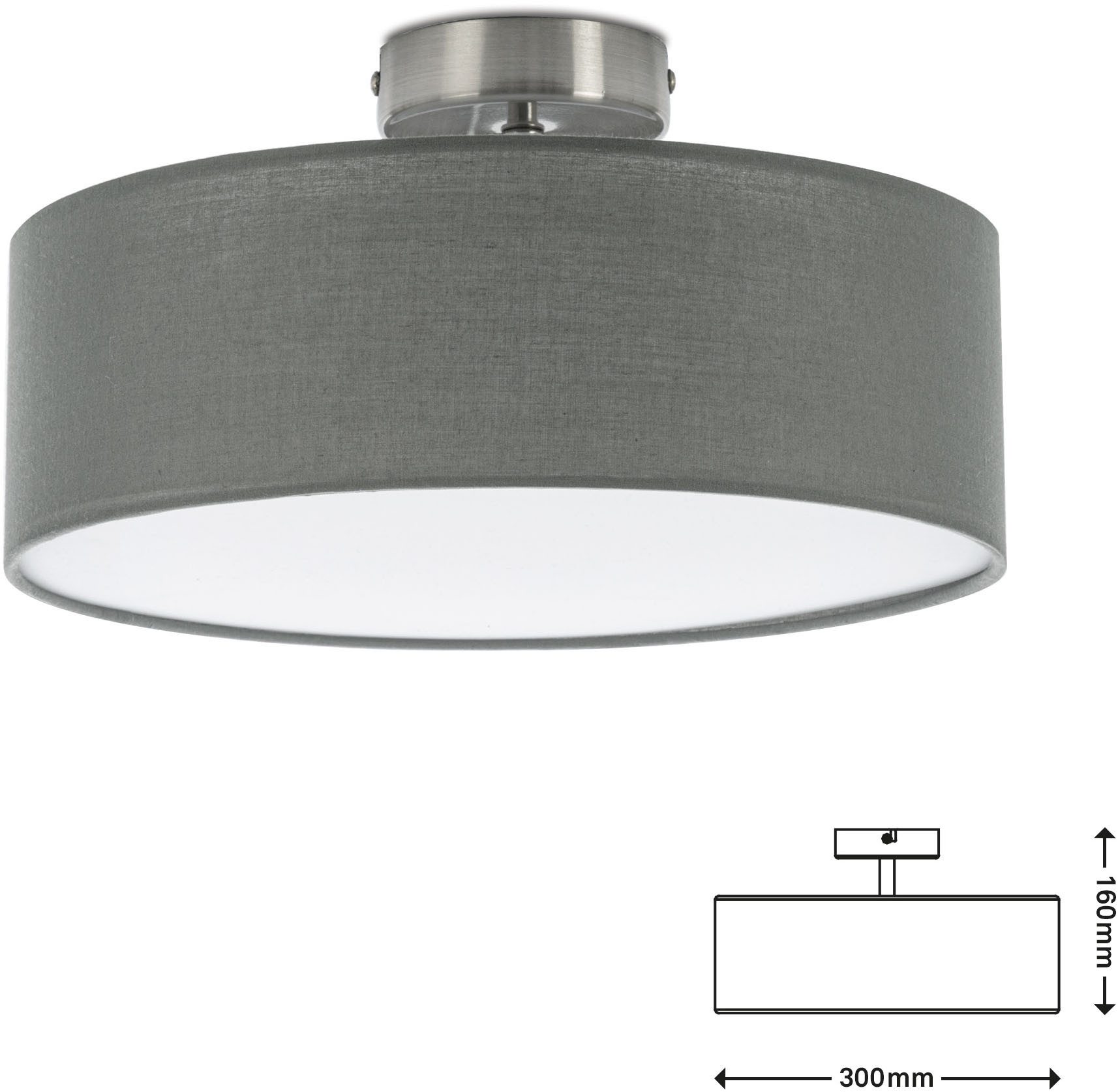 Briloner Leuchten Led-plafondlamp LED stoffen plafondlamp, grijs-satijn