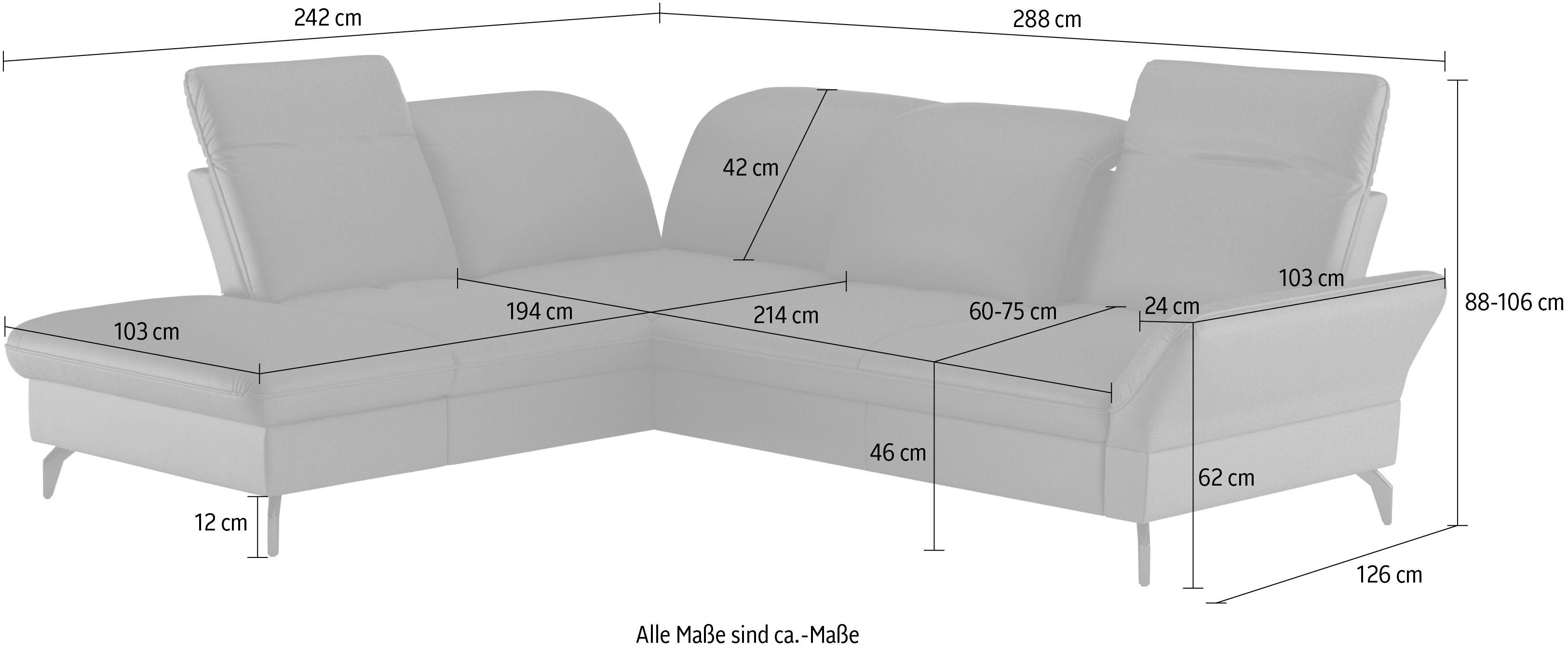 sit&more Hoekbank Leandro L-vorm Naar keuze met bed, hoofdbord en armleuningfunctie, en bergruimte