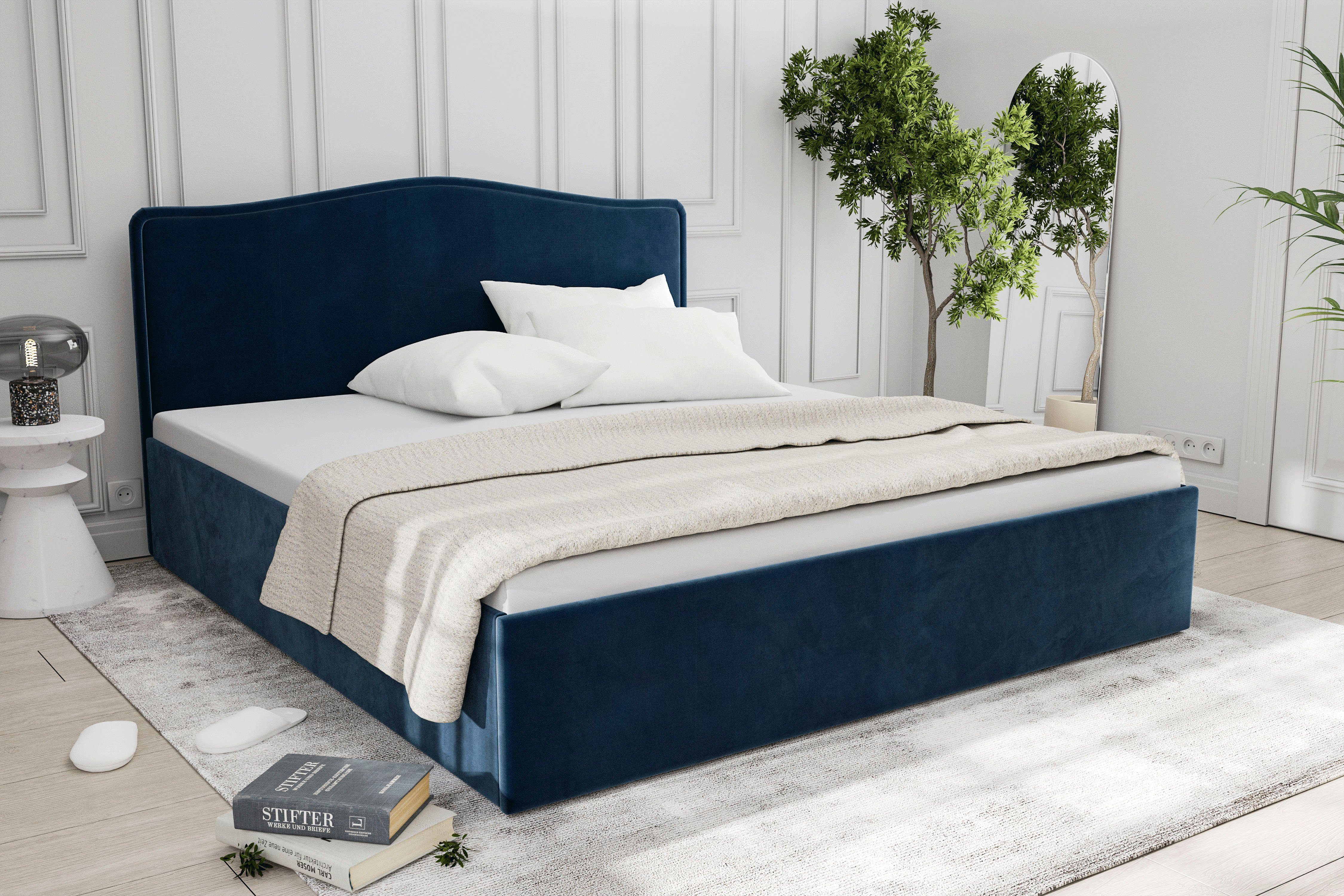 Westfalia Polsterbetten Gestoffeerd bed Graz optioneel met opbergruimte, verschillende matrastypes verkrijgbaar bedden maat 210 cm x 34 cm blauw