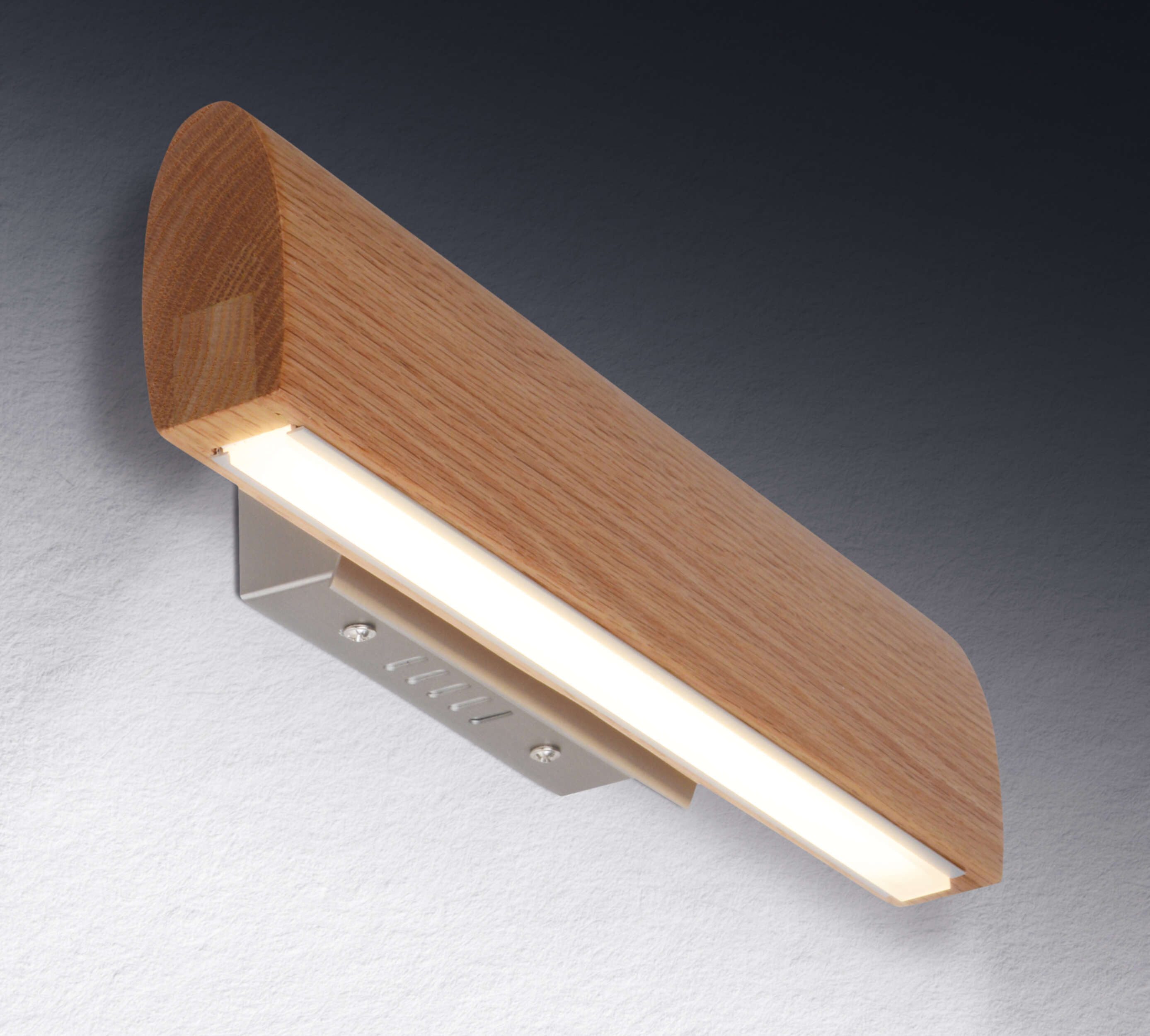 näve Led-wandlamp Rondo Lampenkap eikenhout, L: 35cm, warm wit licht, afgeronde vorm (1 stuk)