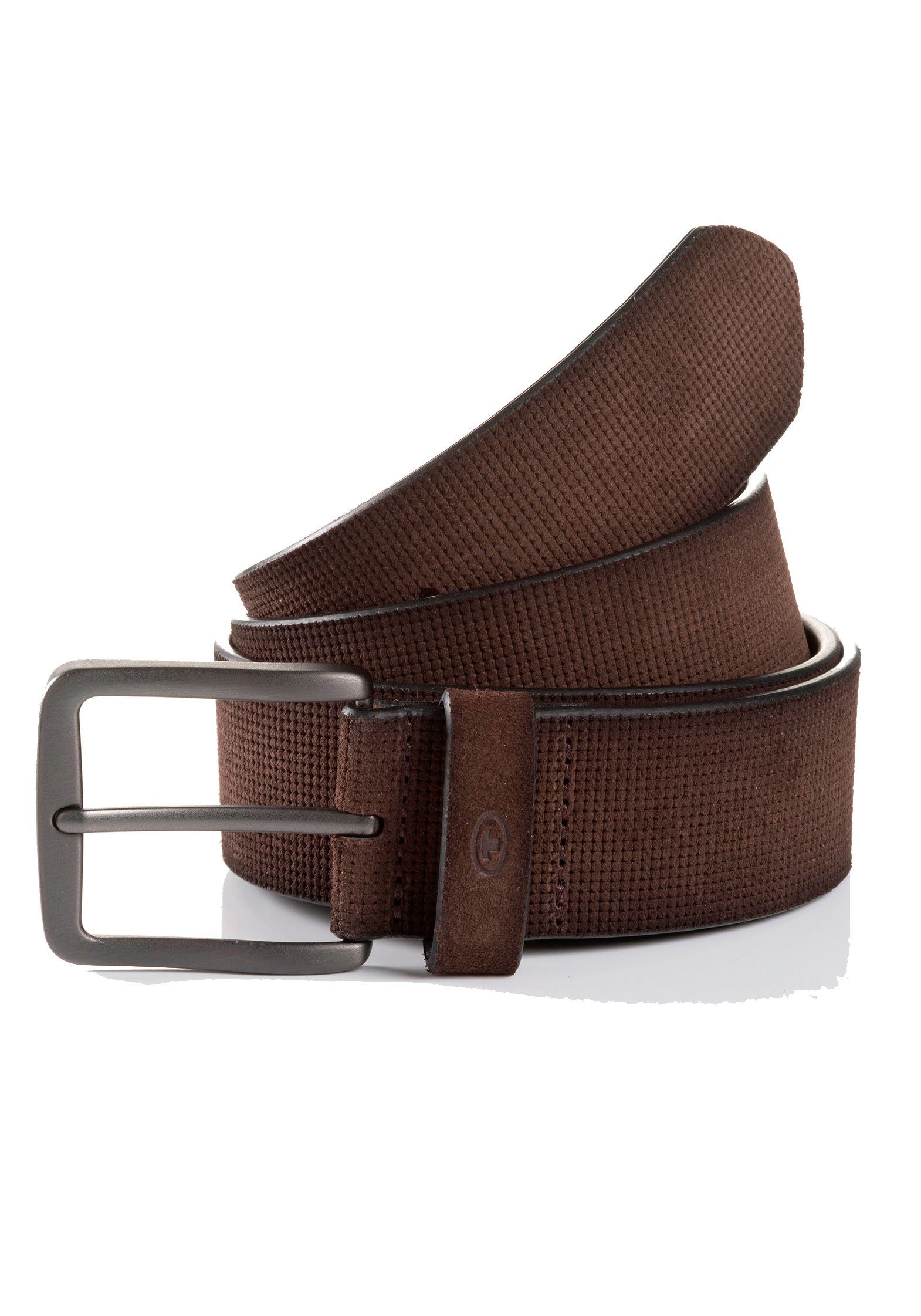 Tom Tailor Leren riem TTBART 4 cm brede herenriem, velourslederoptiek, tot maat 120