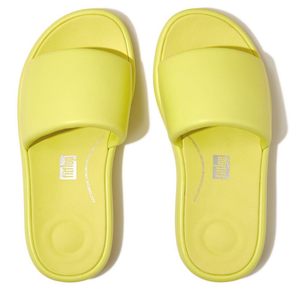 Fitflop Slippers IQUSHION D-LUXE PADDED LEATHER SLIDES zomerschoen, slippers met brede bandage
