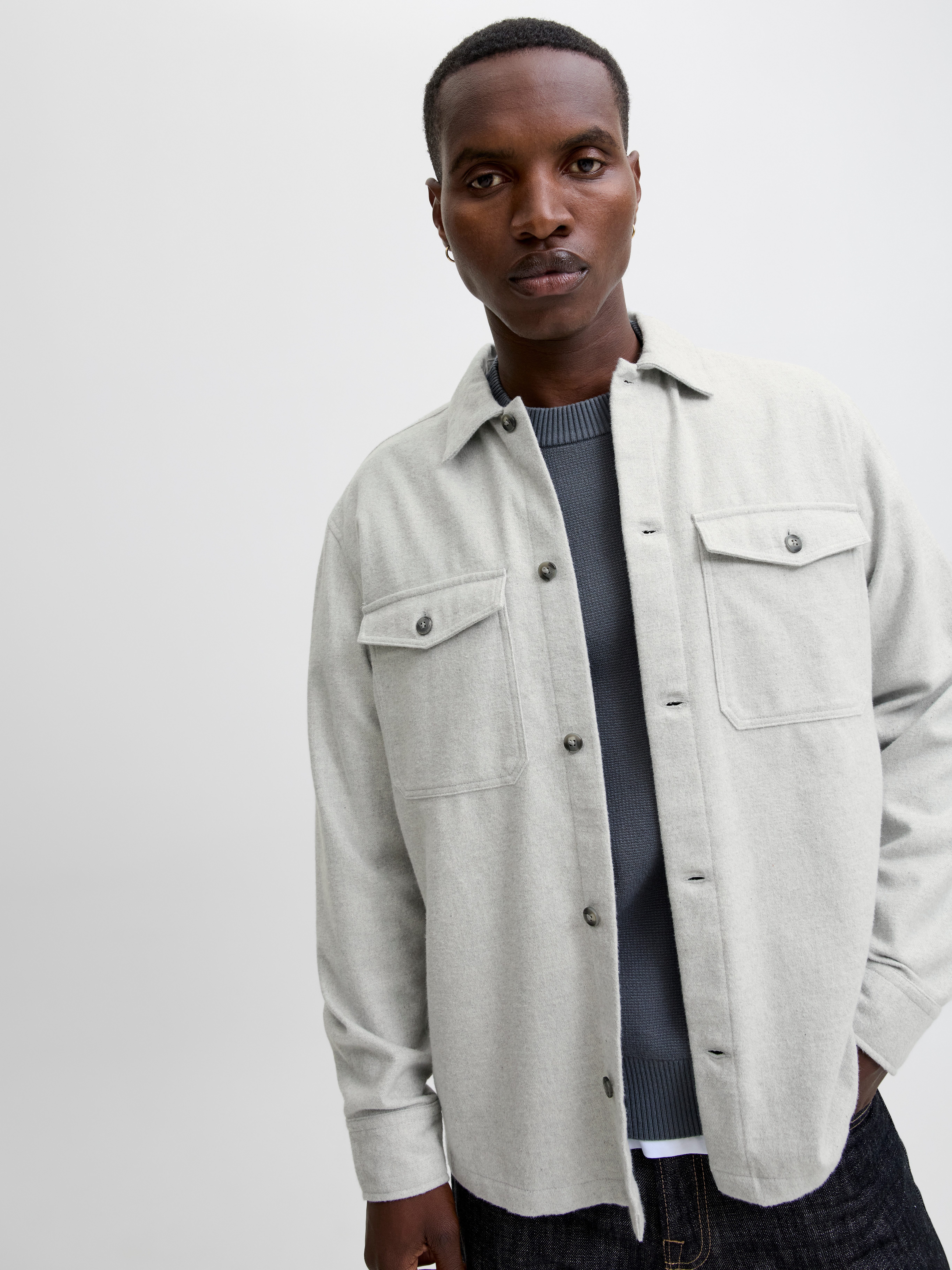 Jack & Jones Overhemd met lange mouwen JJEPERFECT MELANGE OVERSHIRT LS SN