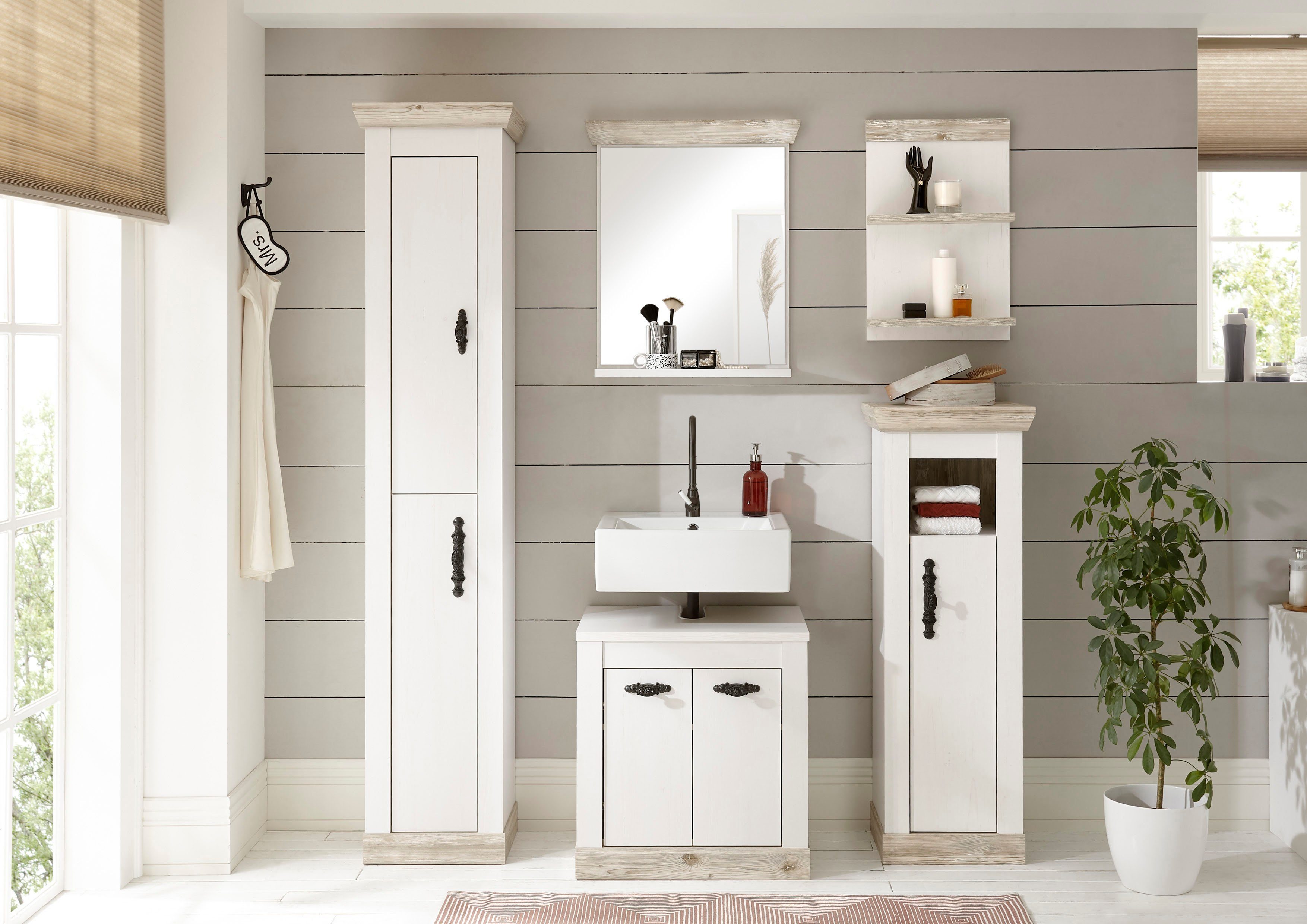 Home affaire Badkamerserie Florenz, Bad im Landhausstil, 5-teiliges Badezimmer (5-delig)