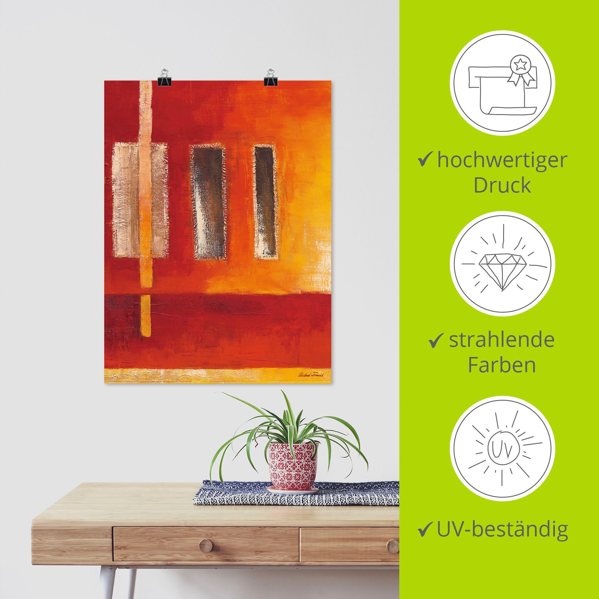 Artland Artprint Velden I - abstract als artprint op linnen, poster in verschillende formaten maten