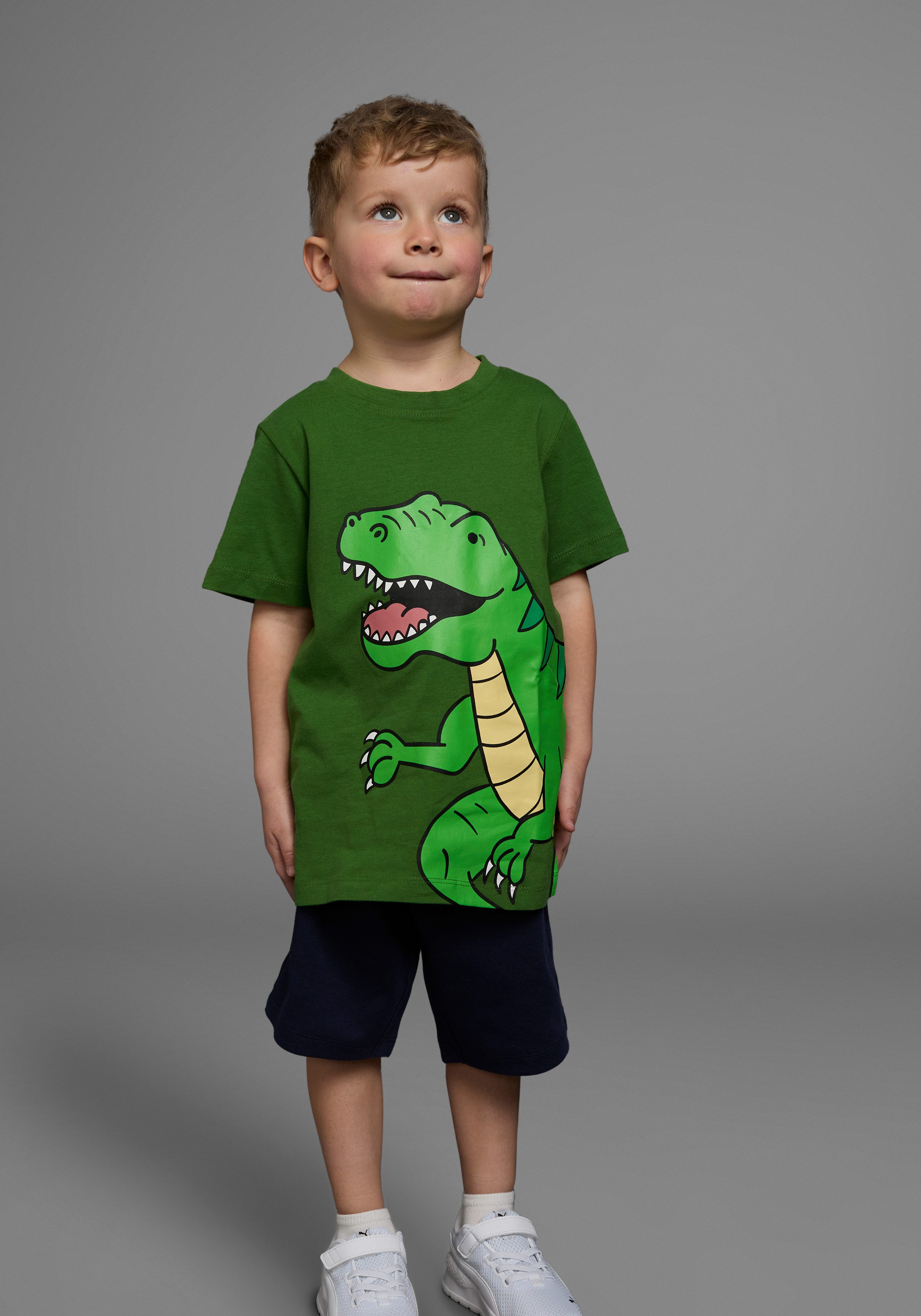 KIDSWORLD T-shirt Dinosaurus Korte mouwen, basic pasvorm, bedrukt, ronde hals
