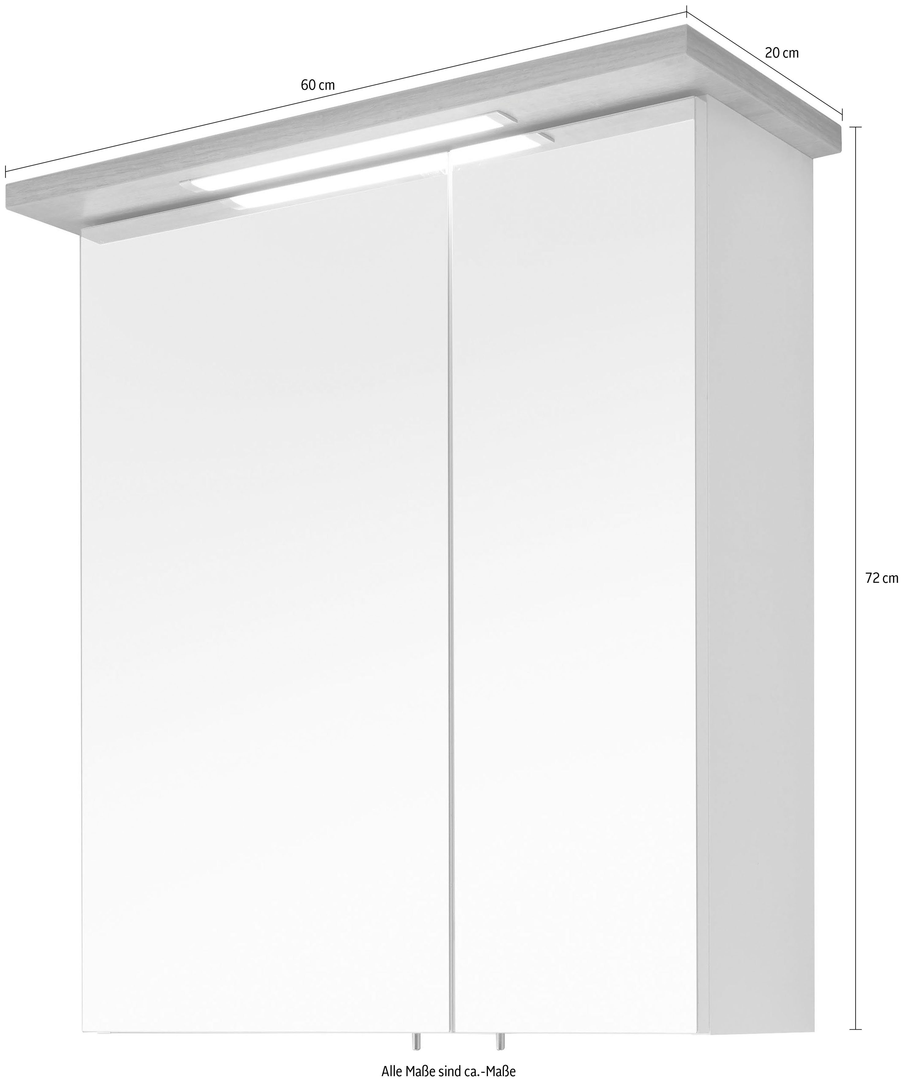Saphir Spiegelkast Quickset 923 Badkamermeubel, 2 spiegeldeuren, 2 planken, 60 cm breed