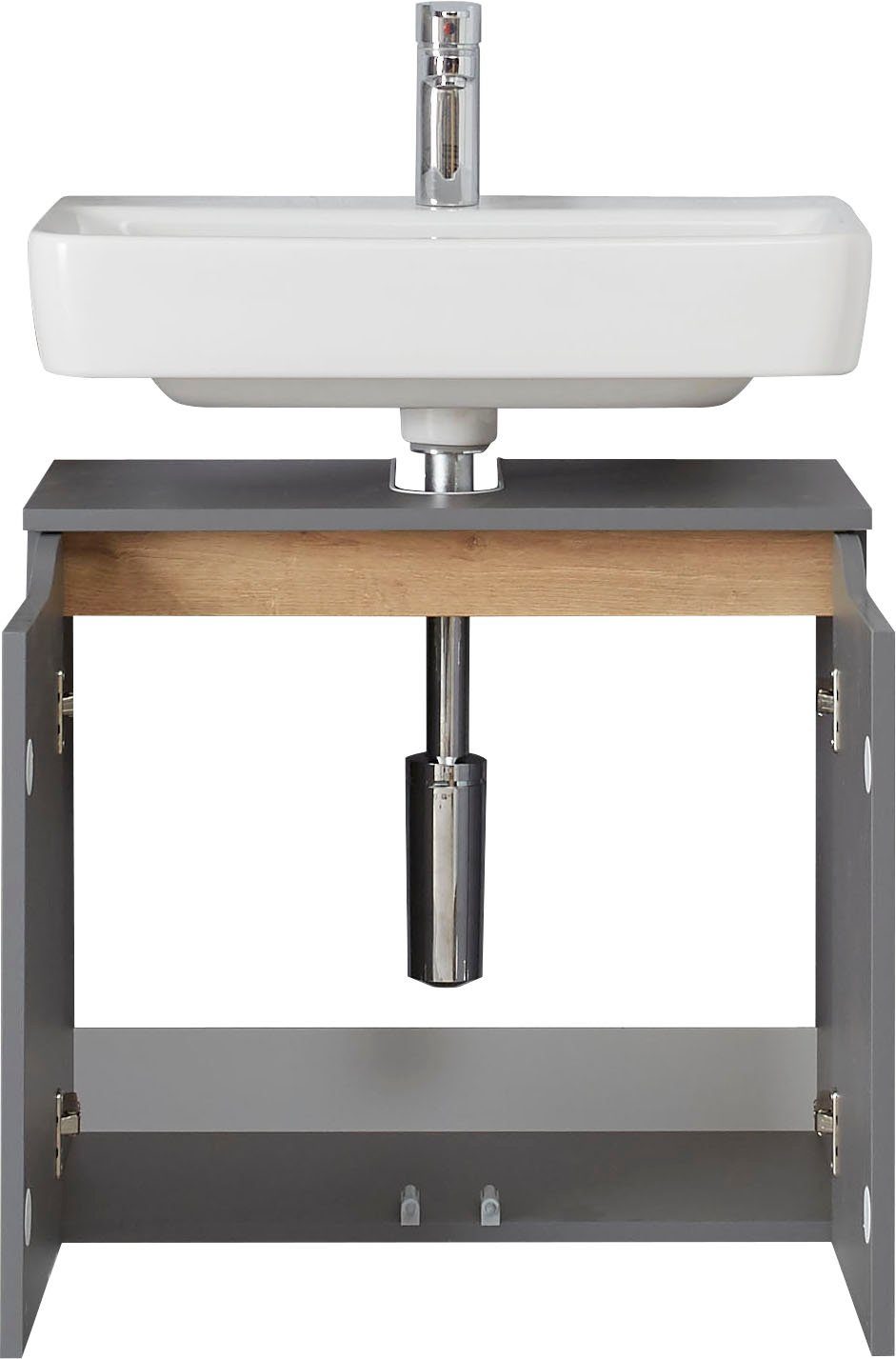 Saphir Wastafelonderkast Quickset onderkast, 60 cm breed, 2 deuren Wastafelonderkast met sifonuitsparing, zonder wasbak, greeploos