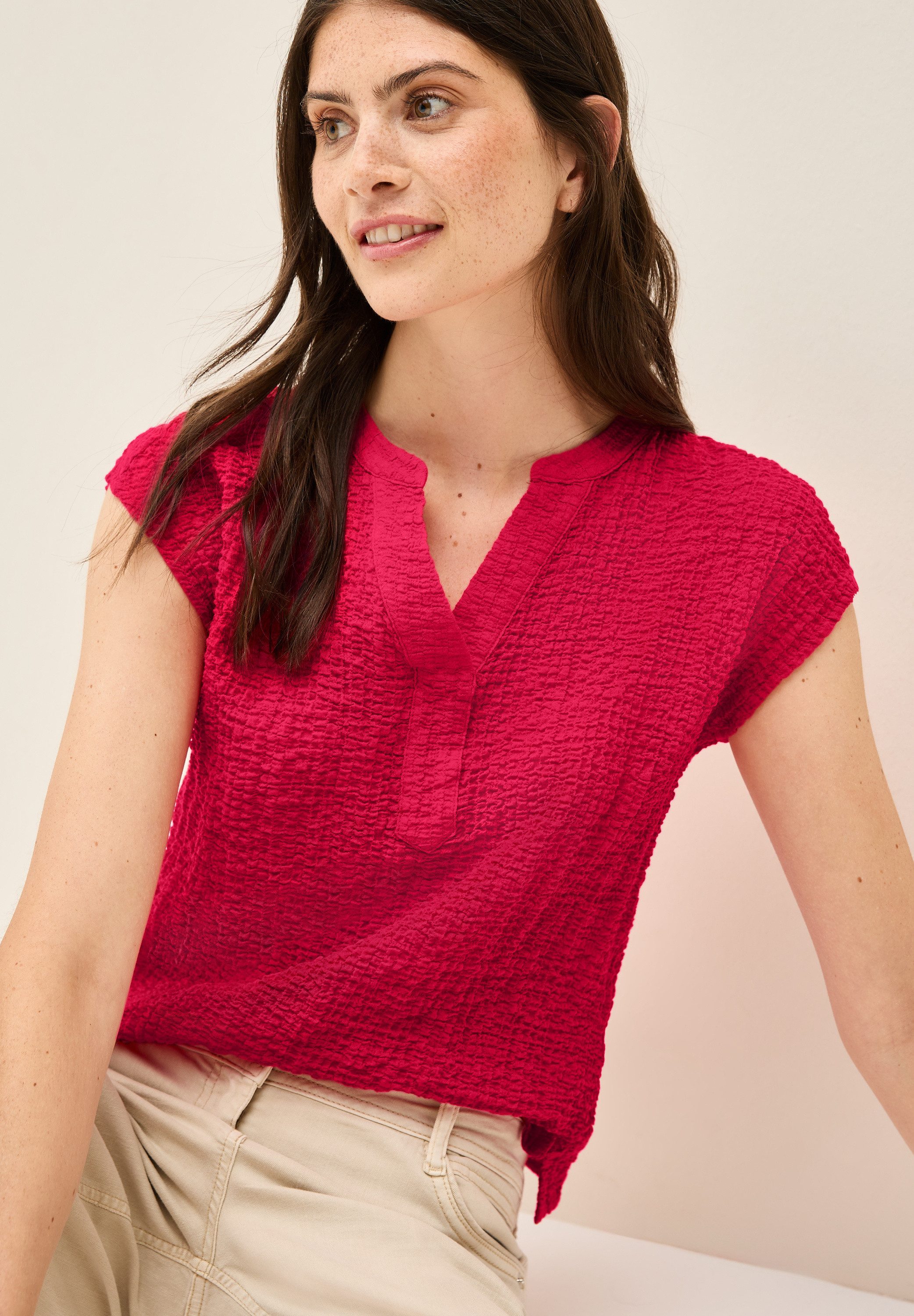 Cecil Blouse met korte mouwen met slitnek