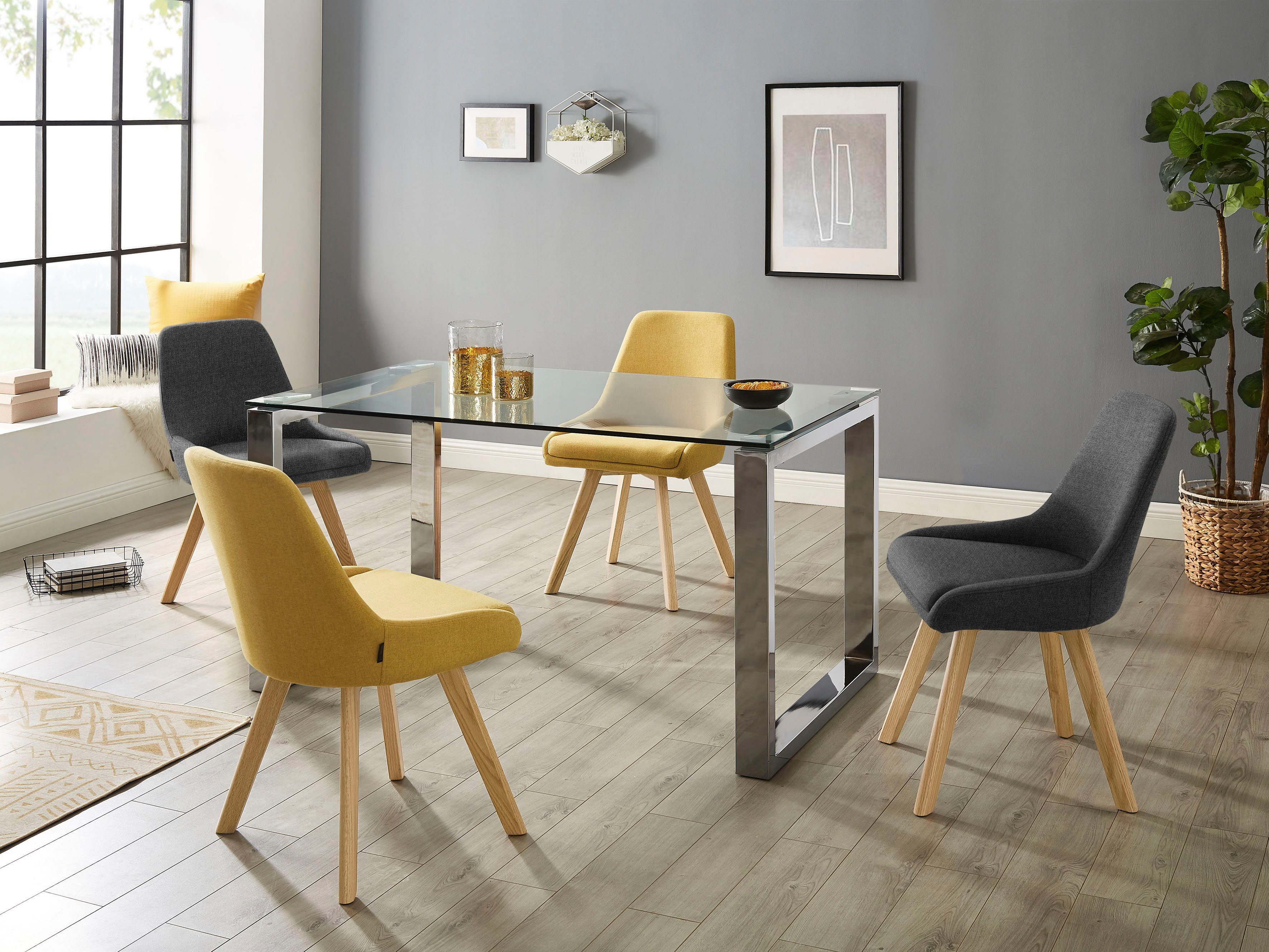 INOSIGN Eetkamerstoel Dilla, TOPSELLER! in sets van 1 en 2, bekleding van geweven stof, zithoogte 48 cm, keukenstoel