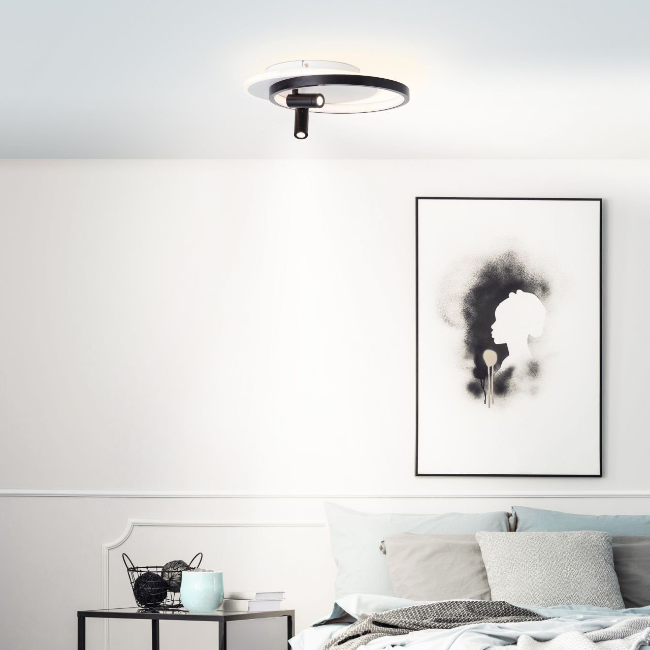 Brilliant Leuchten Plafondlamp Eunomia kantelbaar, 3-traps dimbaar 35x30 cm, 2900 lumen 3000 kelvin, warmwit (1 stuk)