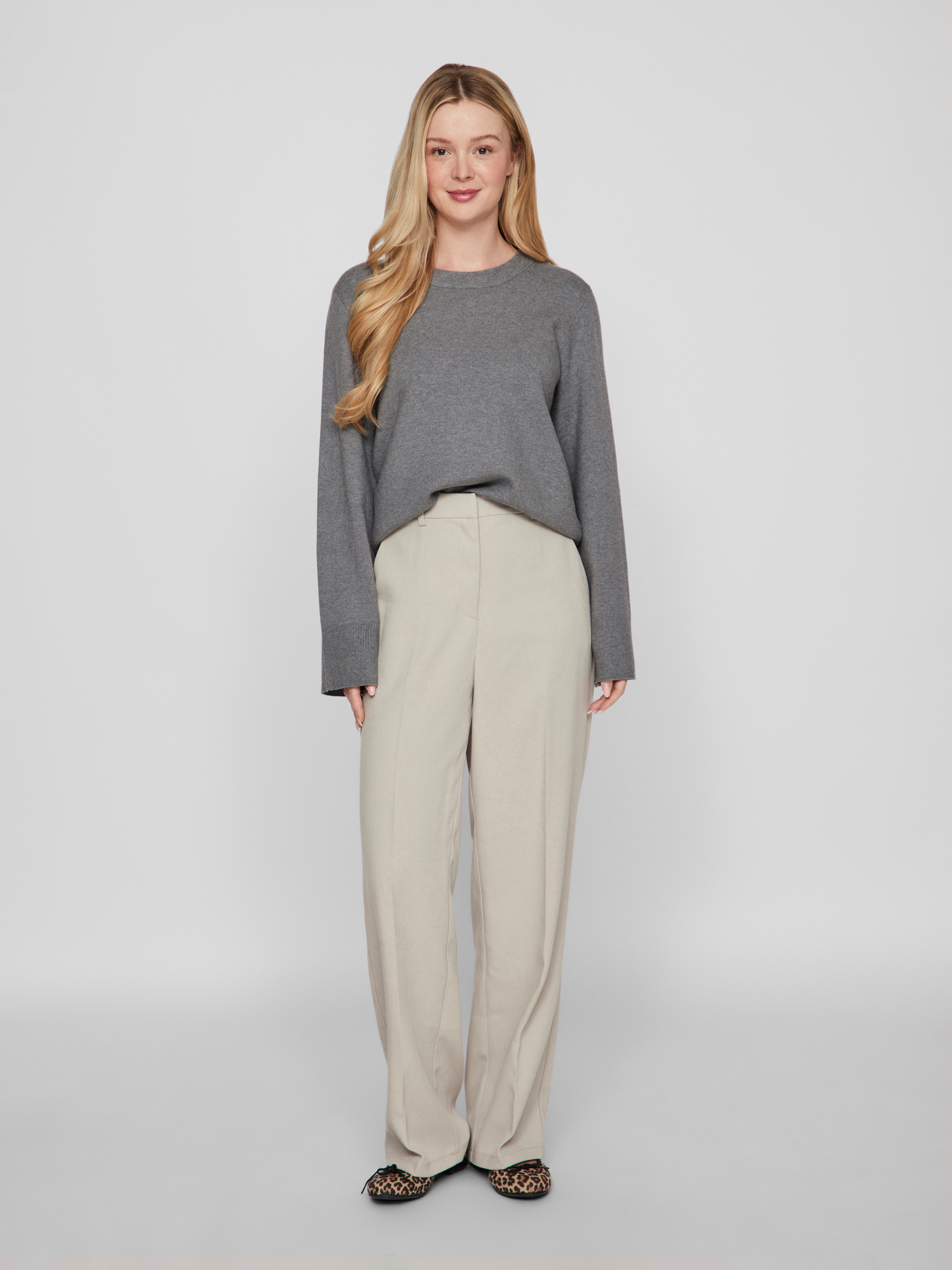 Vila Trui met ronde hals VICASSIE O-NECK L S KNIT TOP NOOS