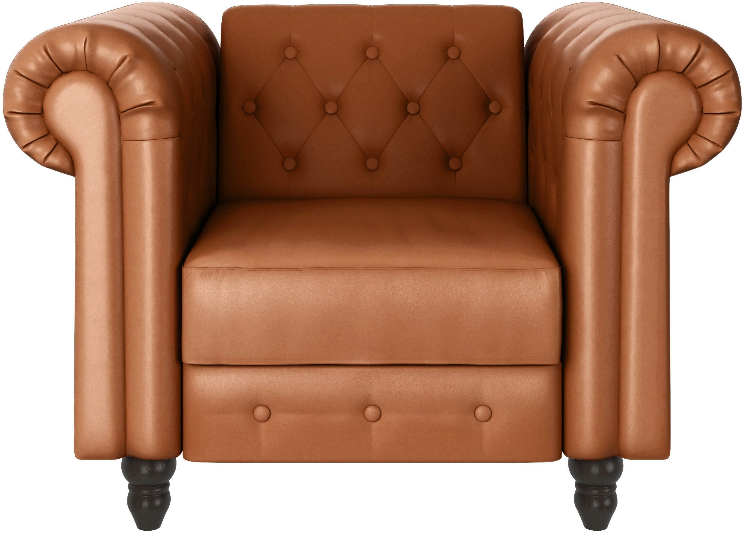 Dorel Home Chesterfield-fauteuil Felix met rugleuning 3-voudig verstelbaar, benen massief hout, zithoogte 46 cm